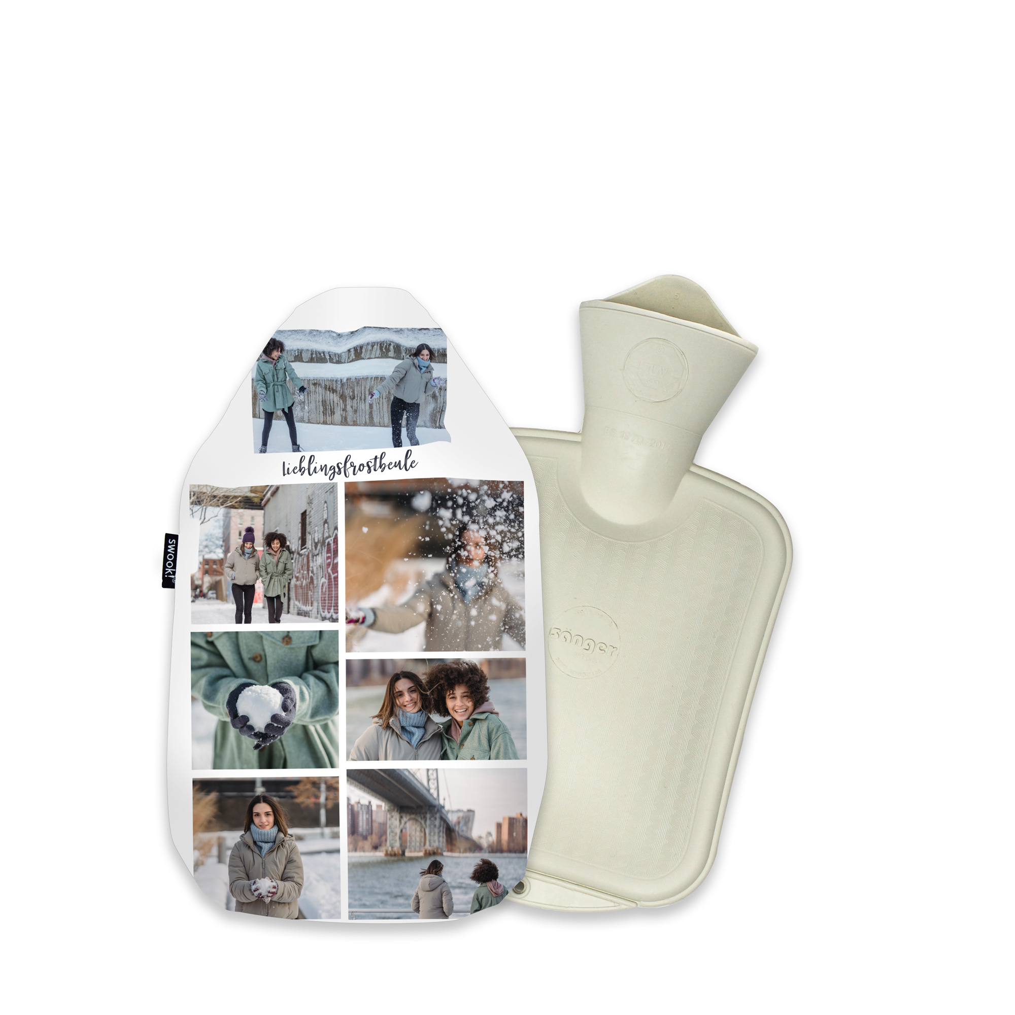 Wärmflasche & Bezug 2,0l auf Samt, selbst gestalten