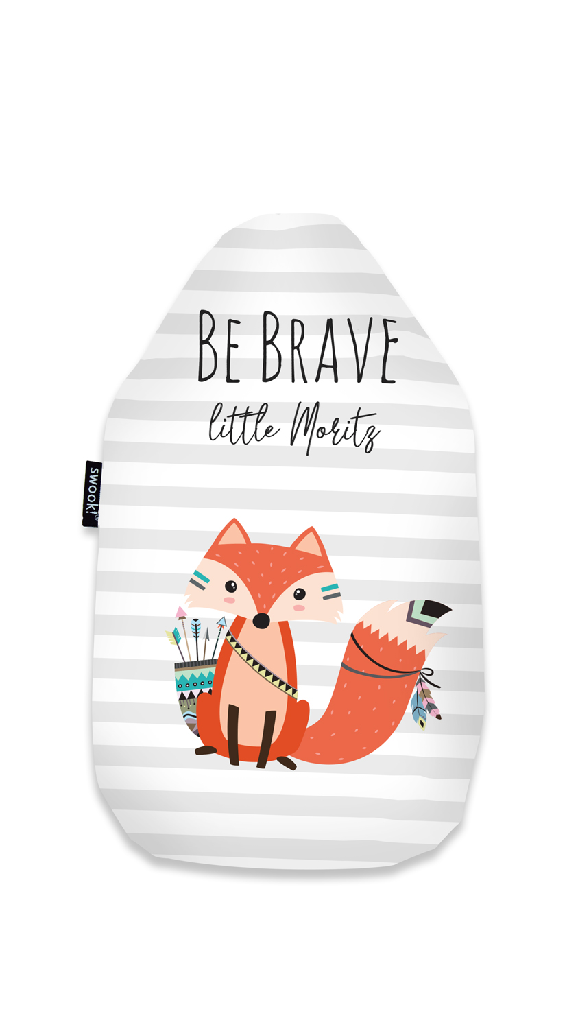 Be brave - Fuchs grau - Wärmflasche mit Namen