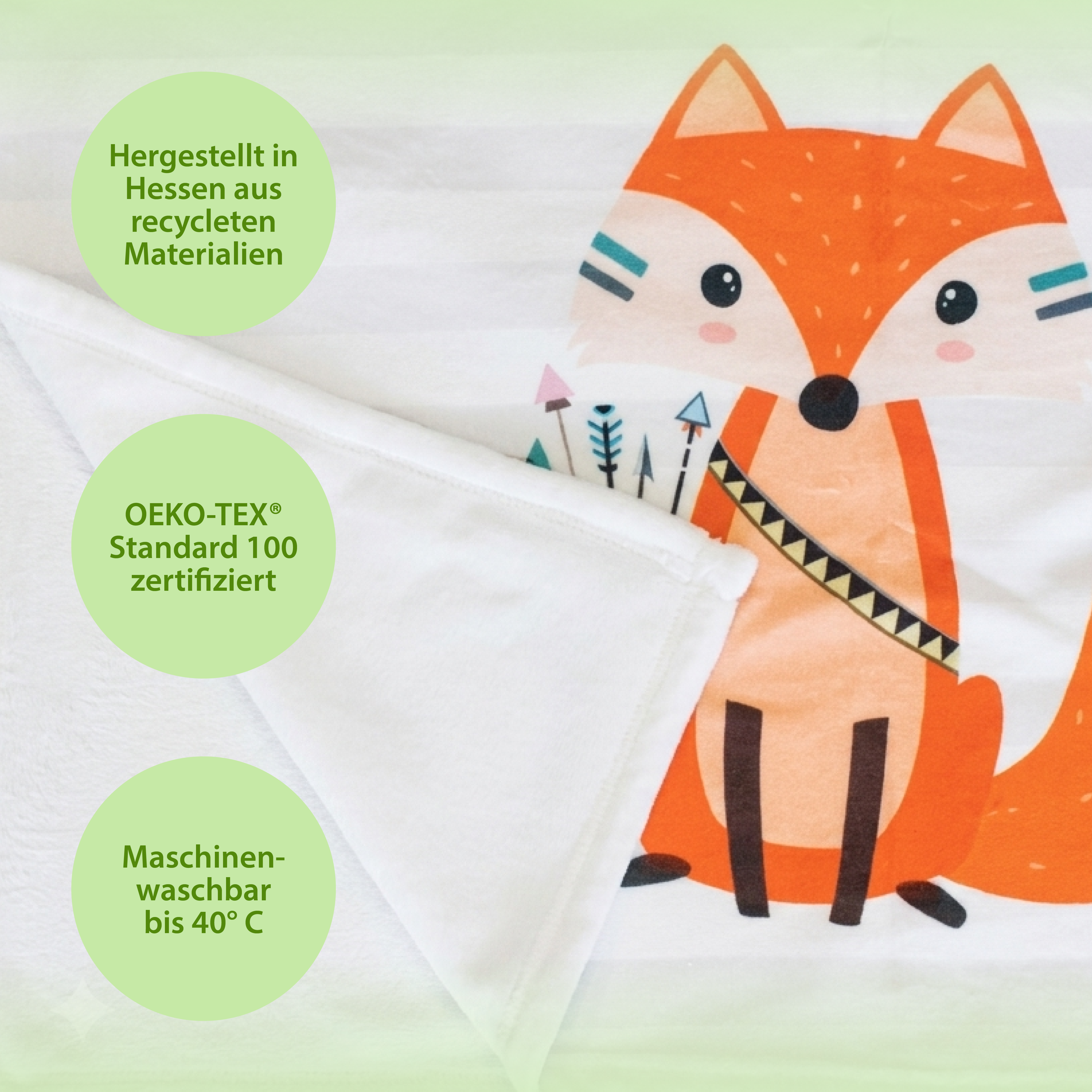 Kuscheldecke - Be Brave Fuchs grau - Mit Namen oder Text personalisierbar