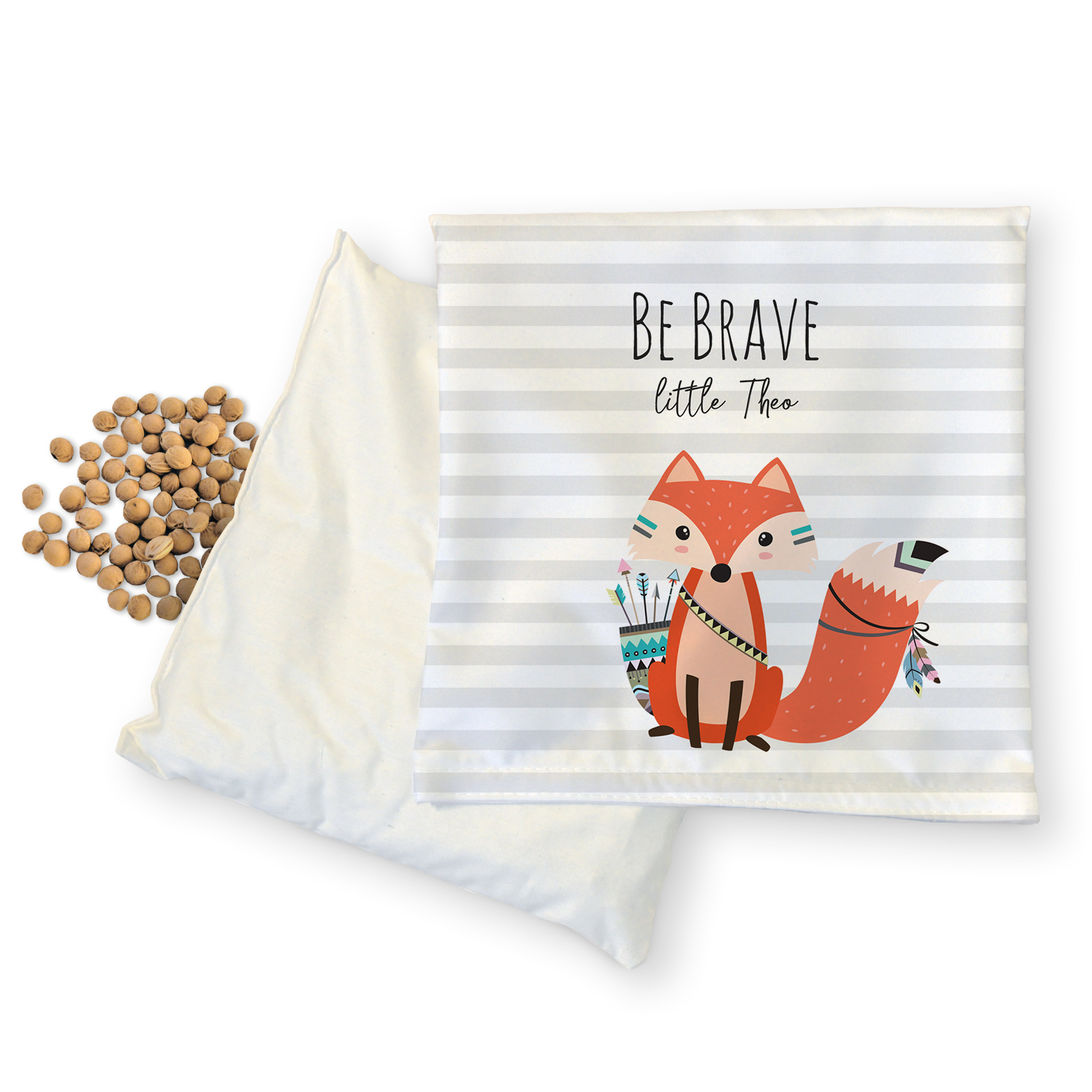 Be Brave - Fuchs grau - Kirschkernkissen mit Namen