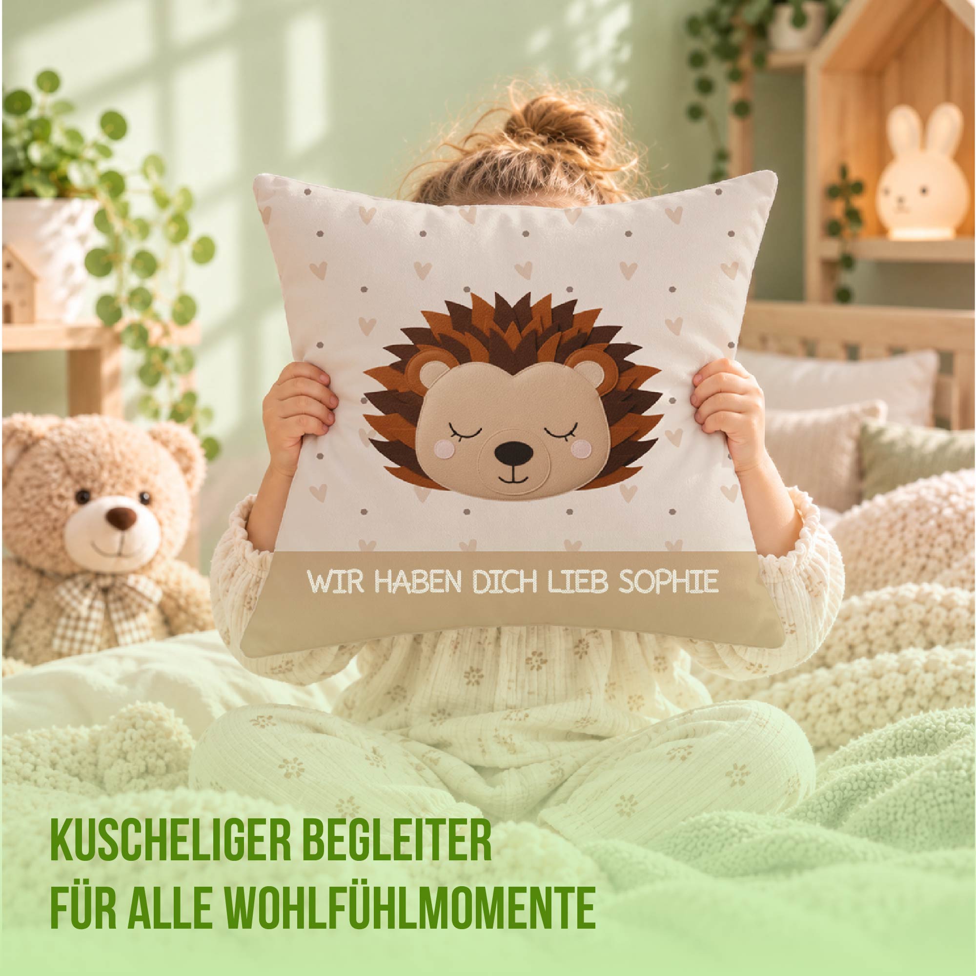 Schlummer-Kissen - Igel - Mit Namen personalisierbar
