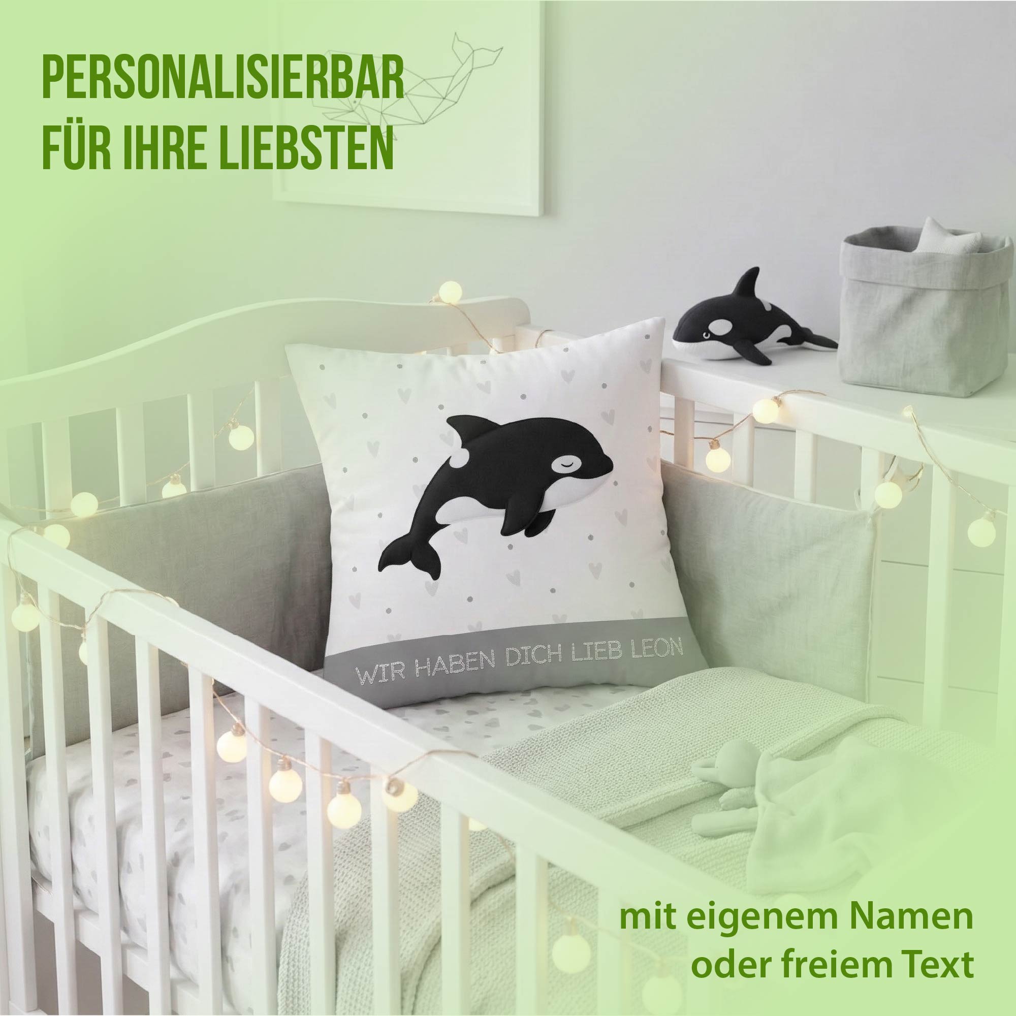 Schlummer-Kissen - Orca - Mit Namen personalisierbar
