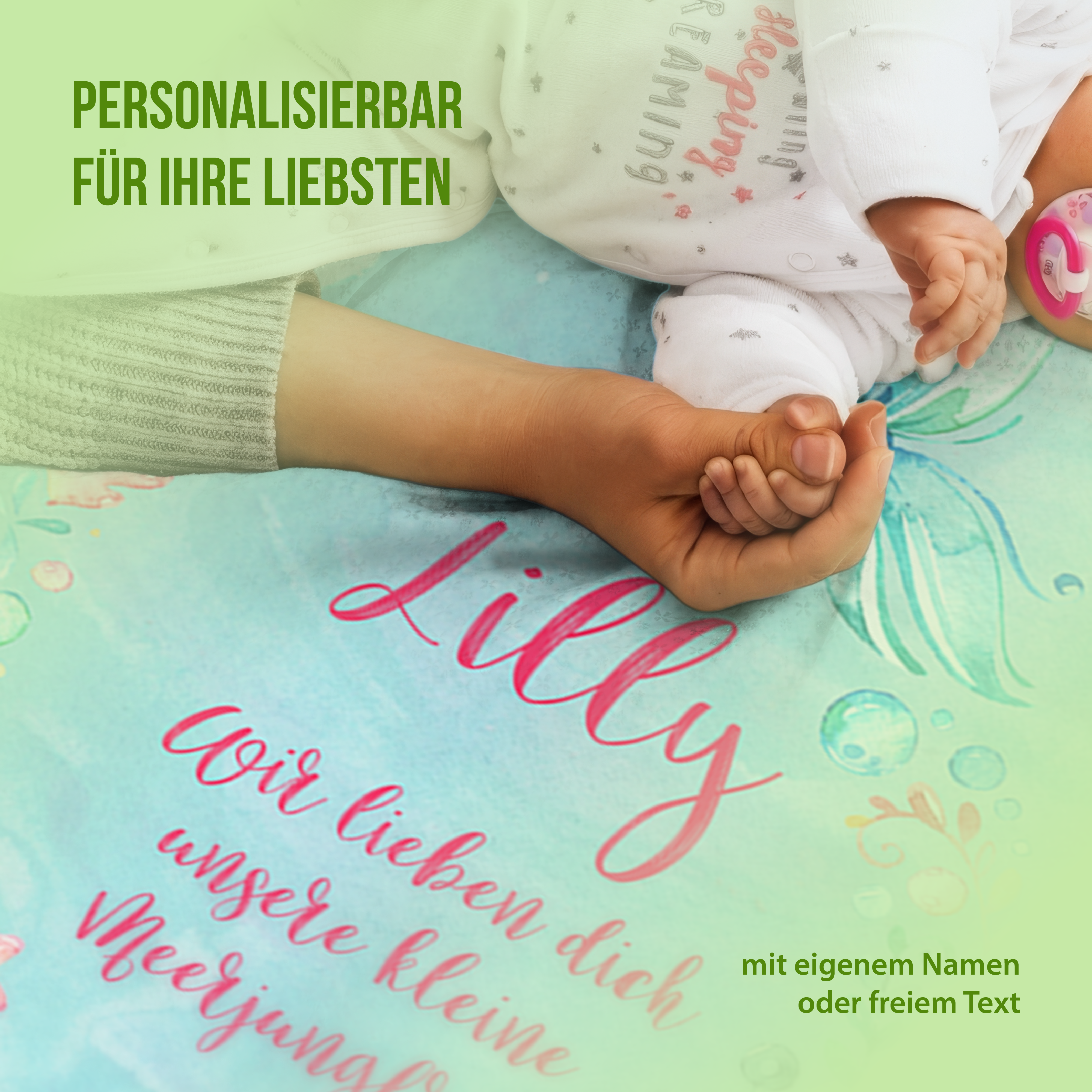 Kuscheldecke - Meerjungfrau - Mit Namen oder Text personalisierbar
