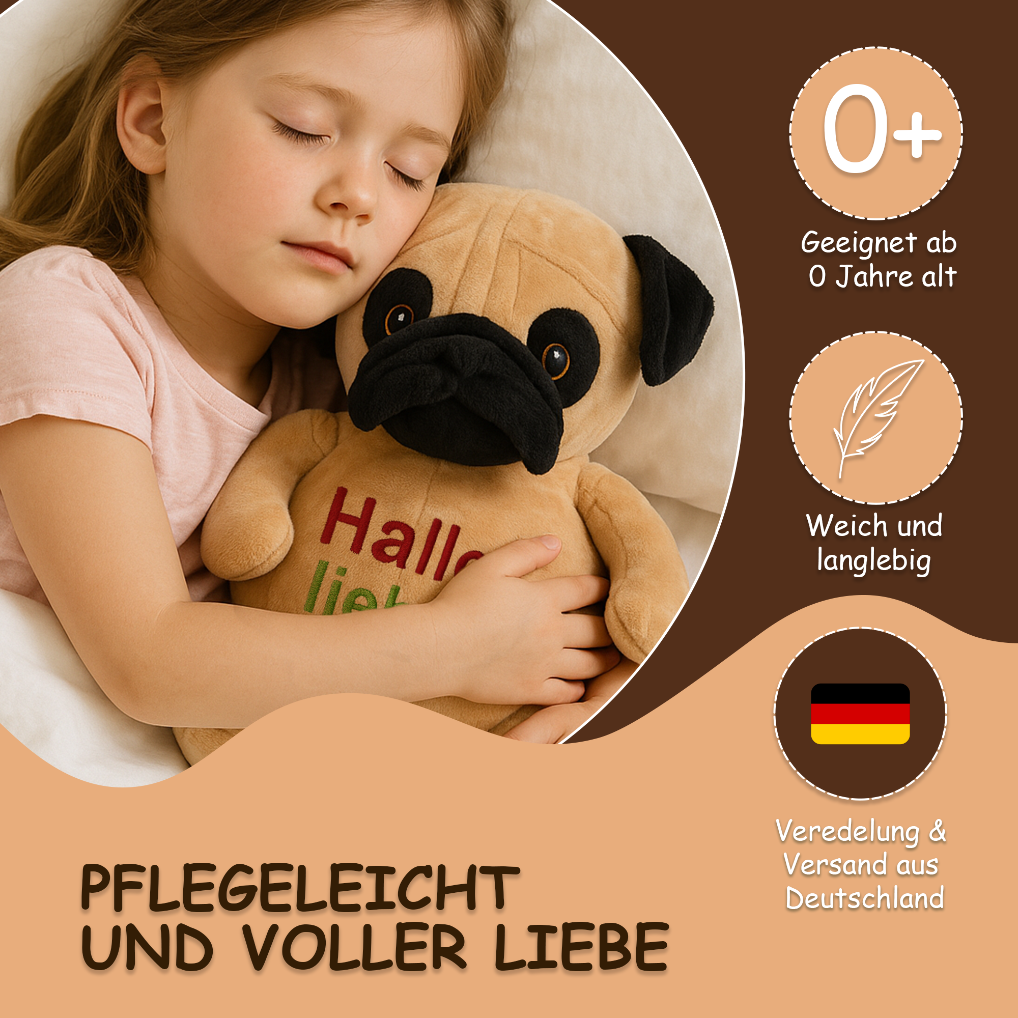 Mops Parker mit hochwertigem Stick für eure Kleinen