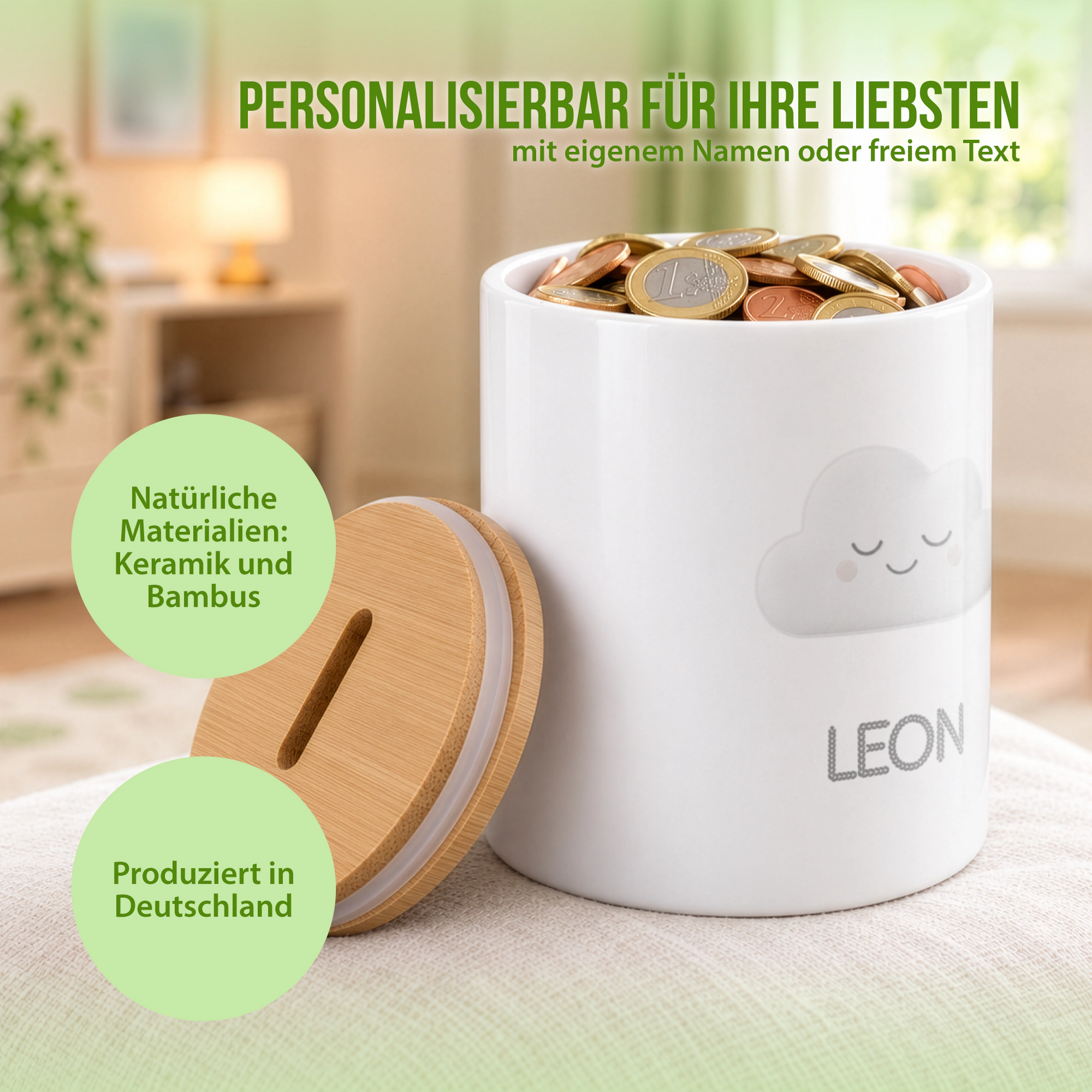 Schlummer-Spardose im Design Wolke - Personalisierbar