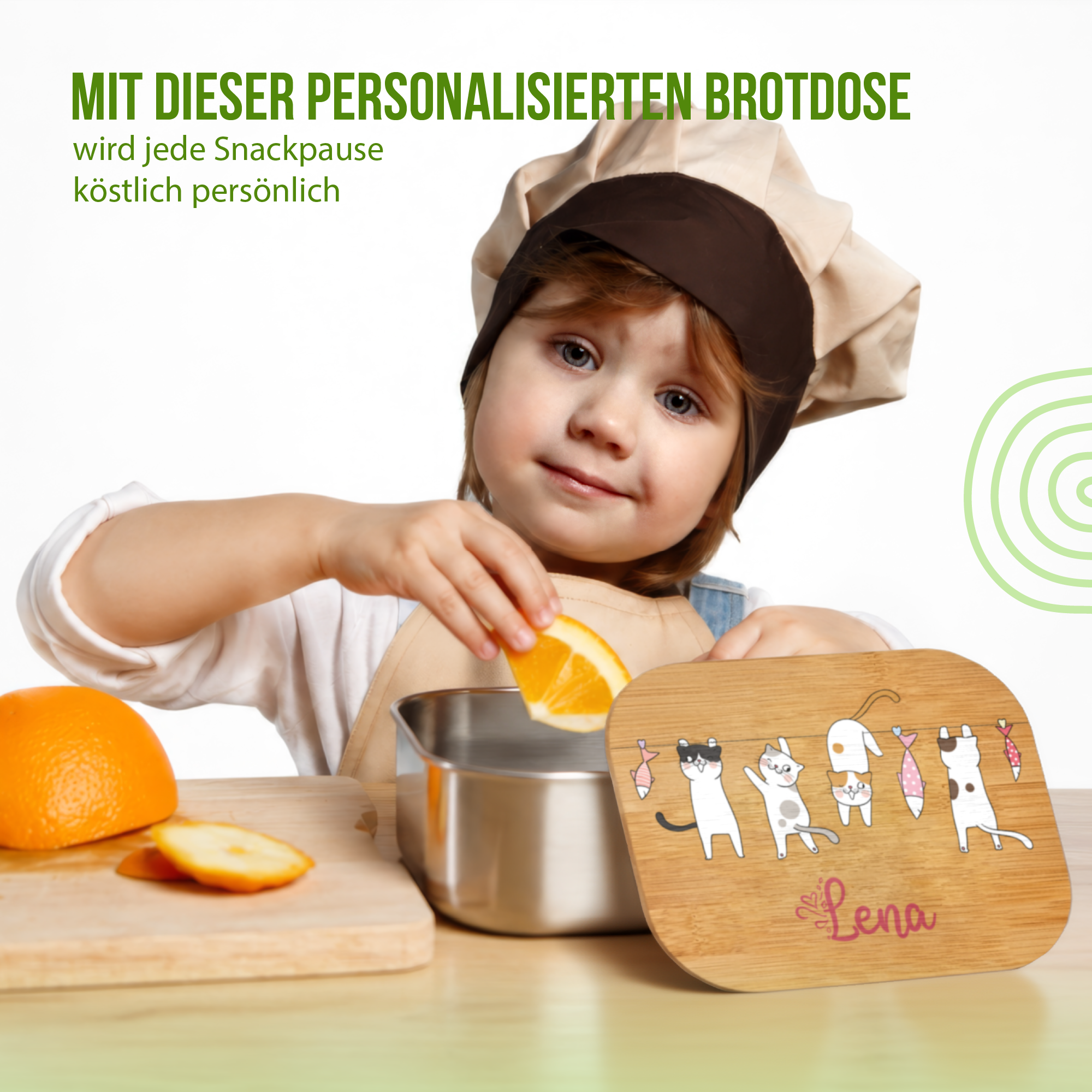 Brotdose personalisiert mit Namen - Katzen | Spannband