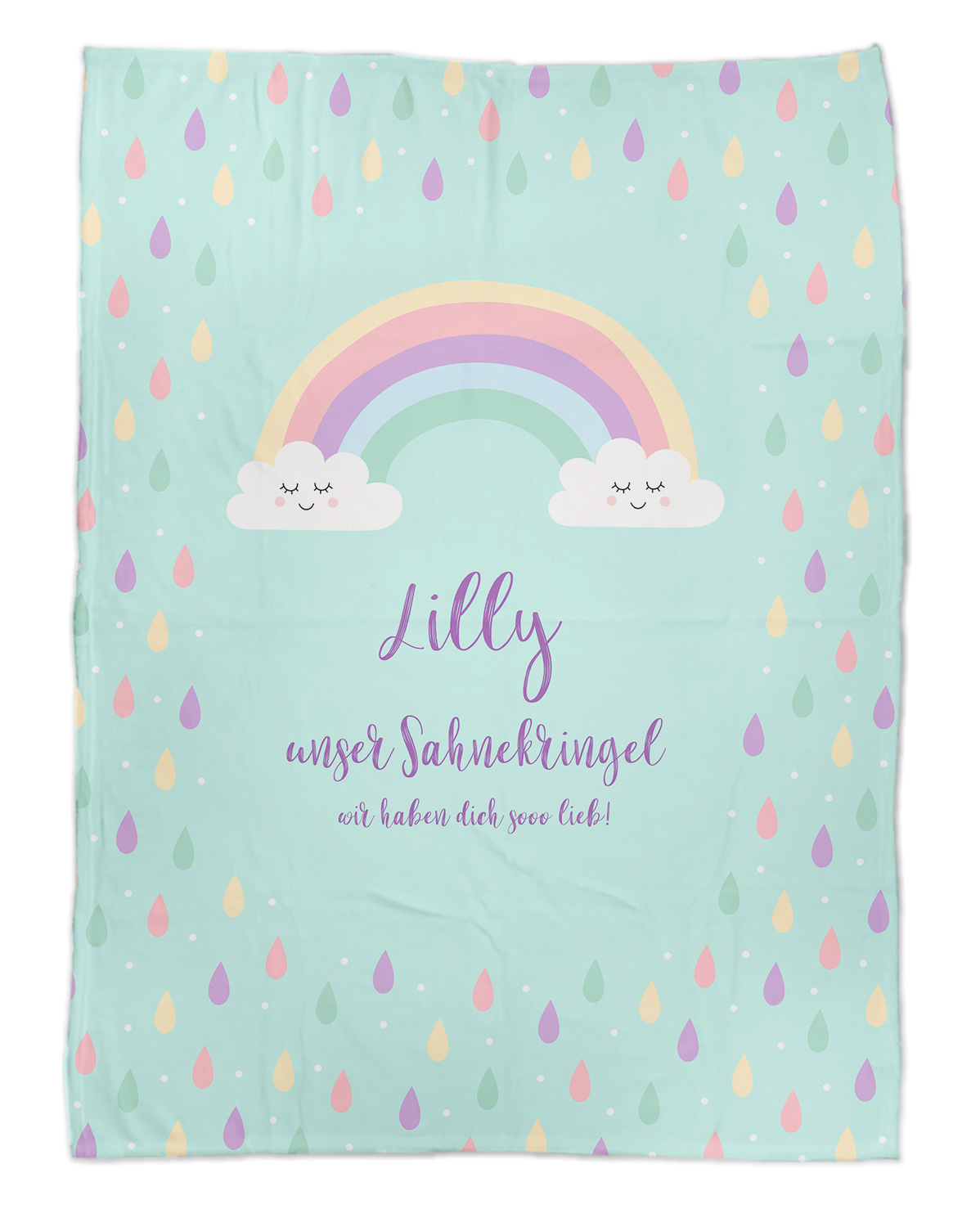 Rainbow Drop - Babydecke mit Namen