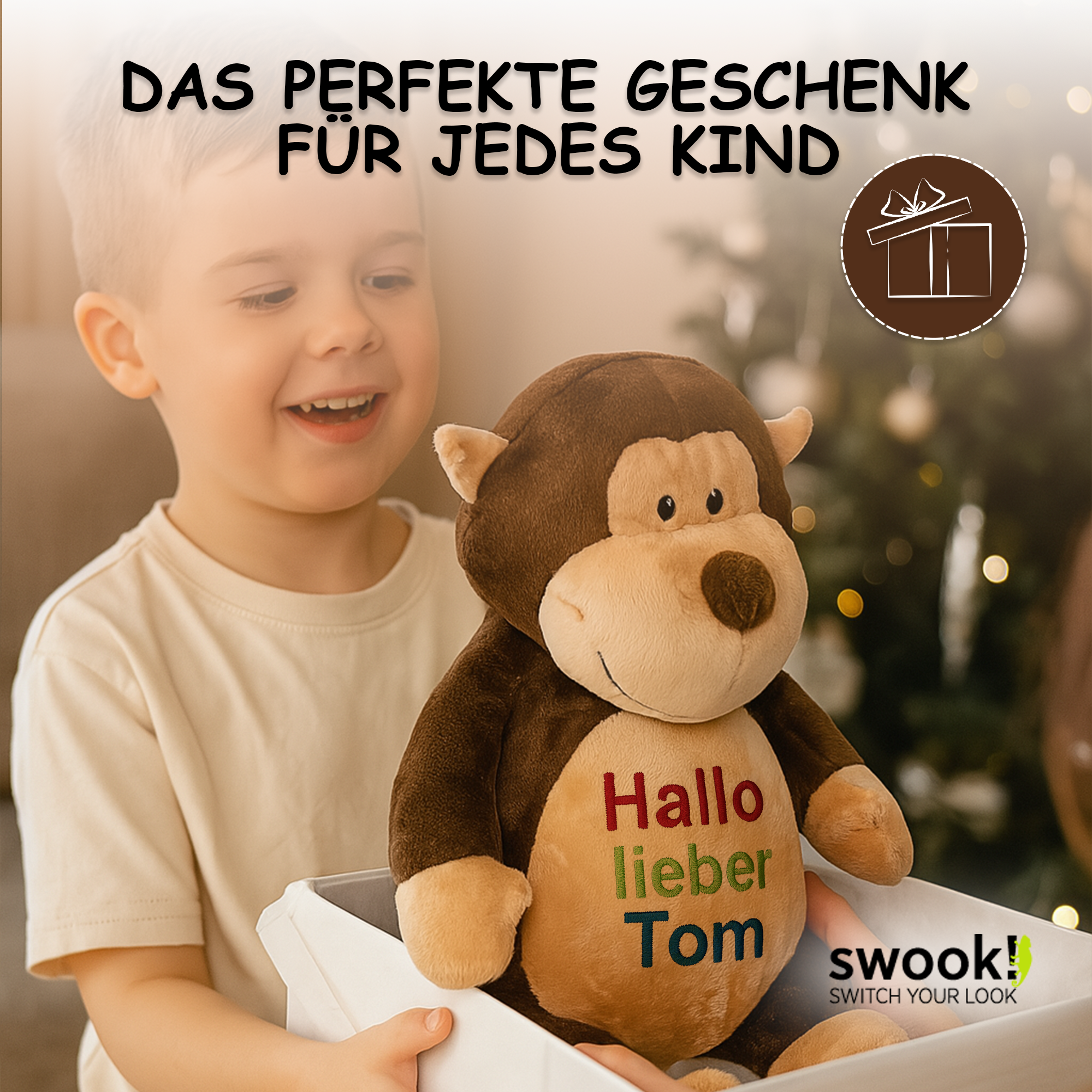 Affe Herbert mit hochwertigem Stick für eure Kleinen