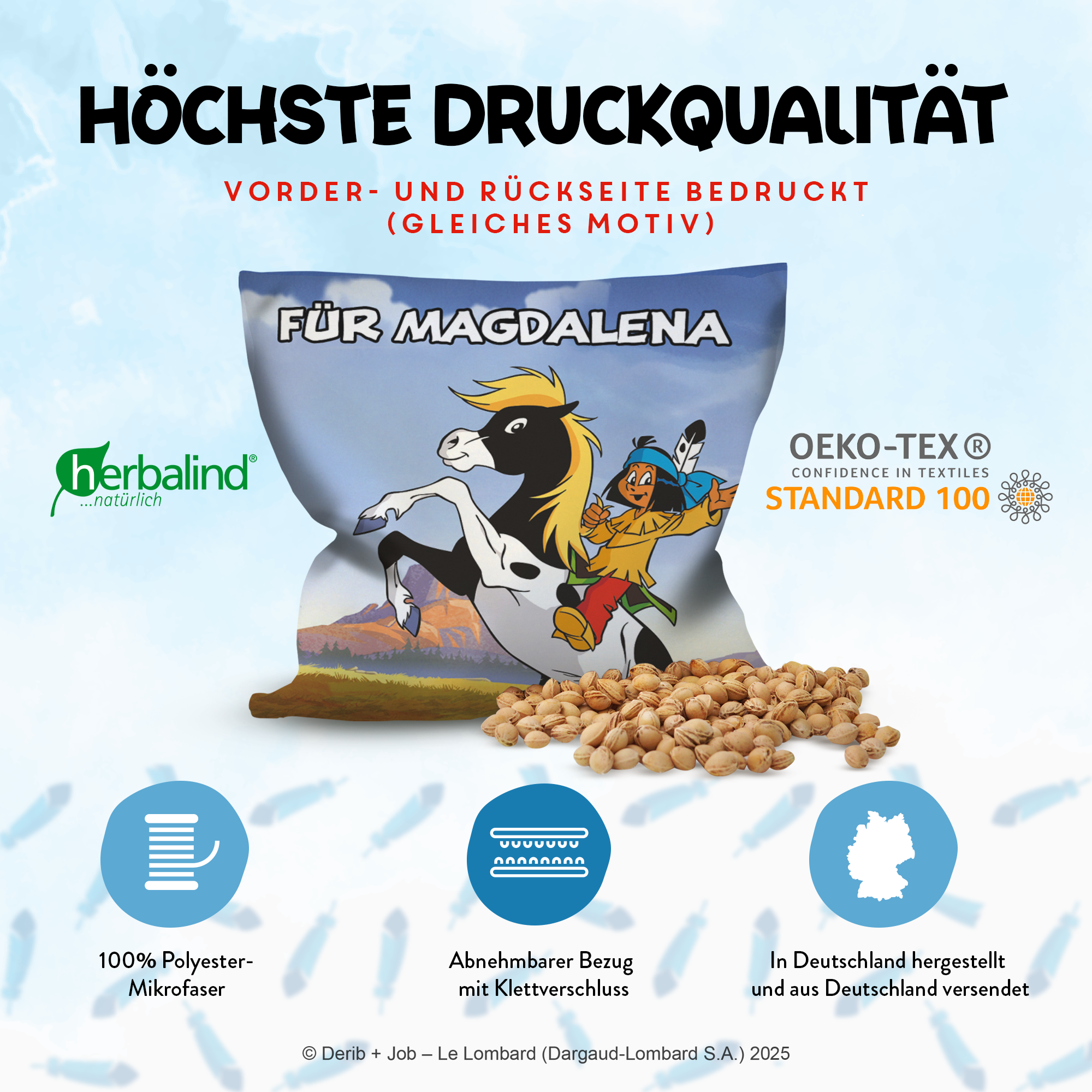 Yakari Kirschkernkissen 19x19cm Design Pasade mit Pferd