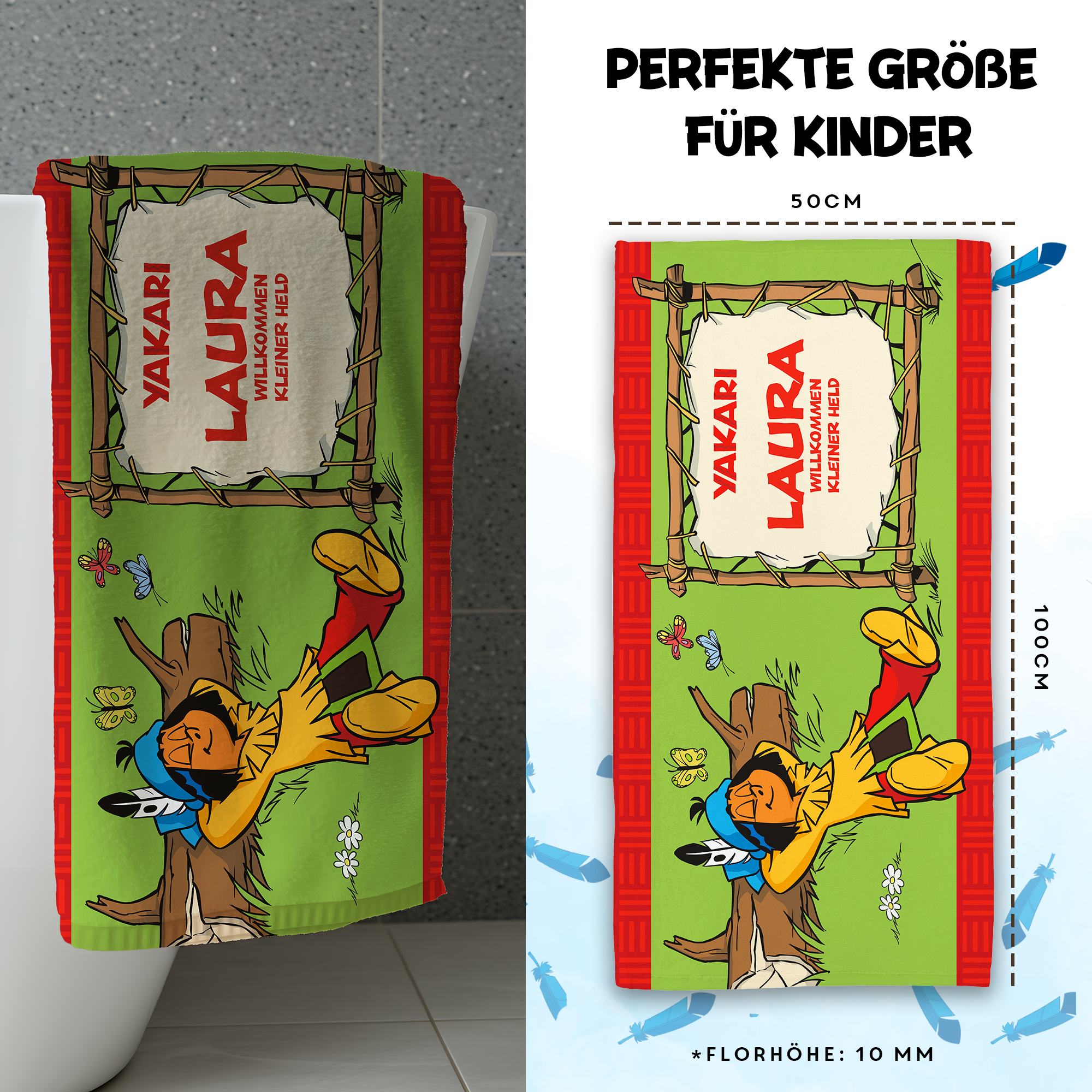 Yakari Handtuch 50x100 cm mit dem Design Yakari ruht in der Natur