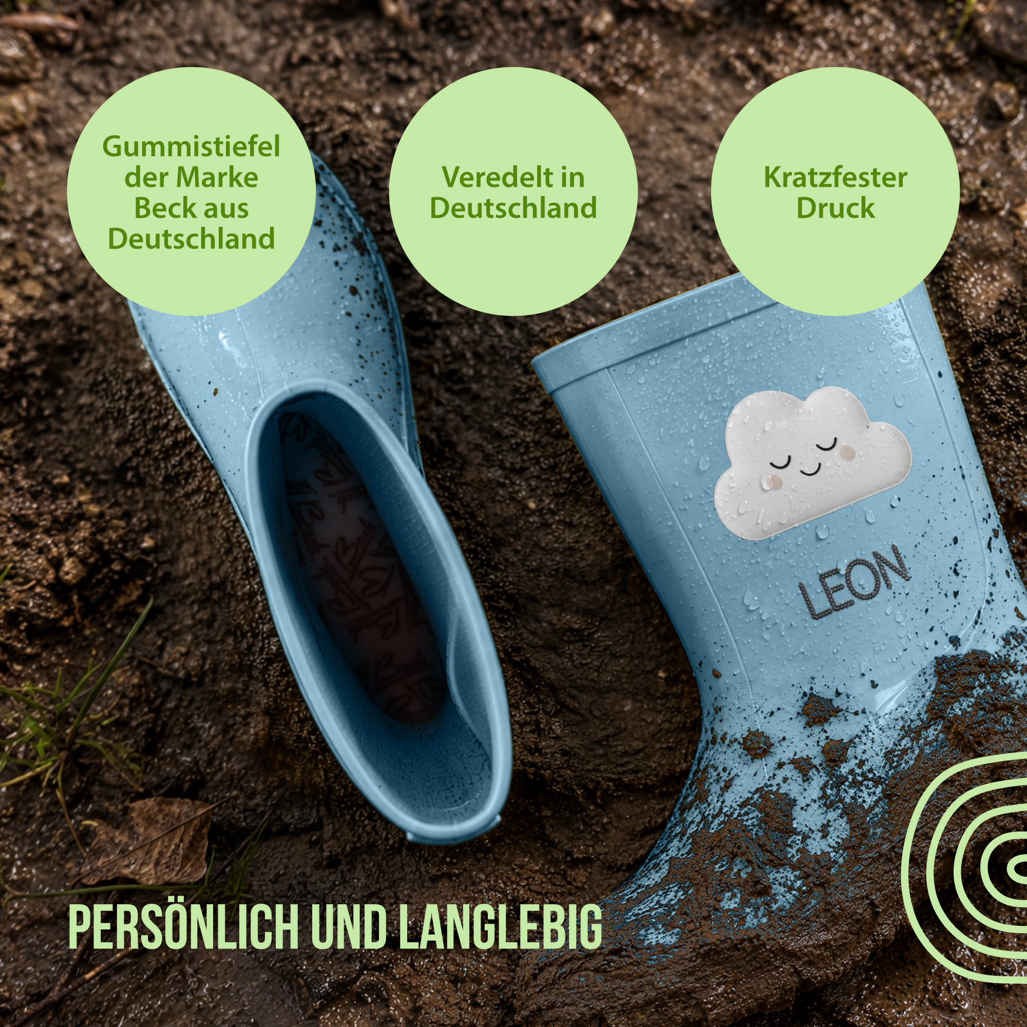 Personalisierte Gummistiefel mit Schlummer-Wolke