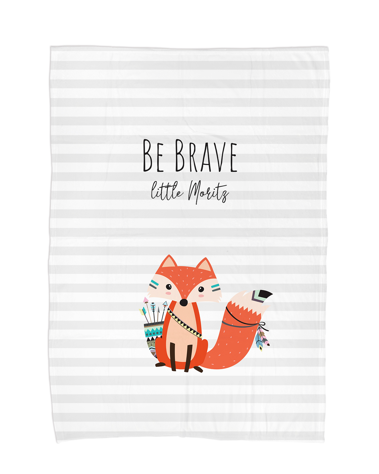 Kuscheldecke - Be Brave Fuchs grau - Mit Namen oder Text personalisierbar