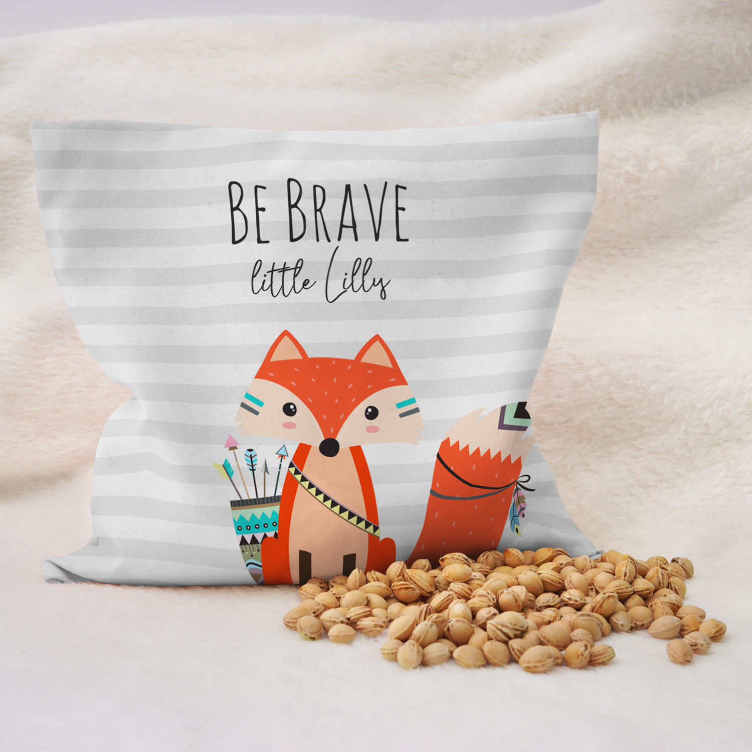 Be Brave - Fuchs grau - Kirschkernkissen mit Namen