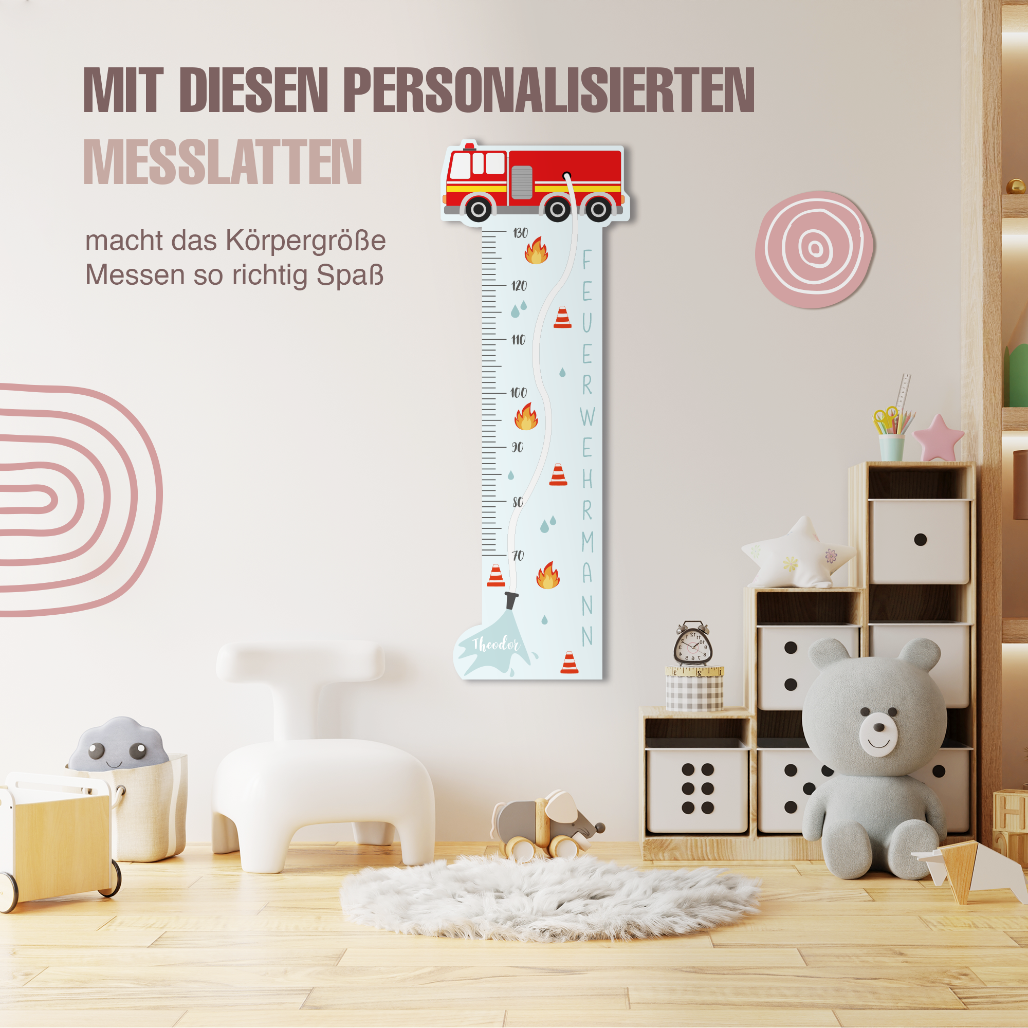 Messlatte - Feuerwehr - Mit Namen oder Text personalisierbar