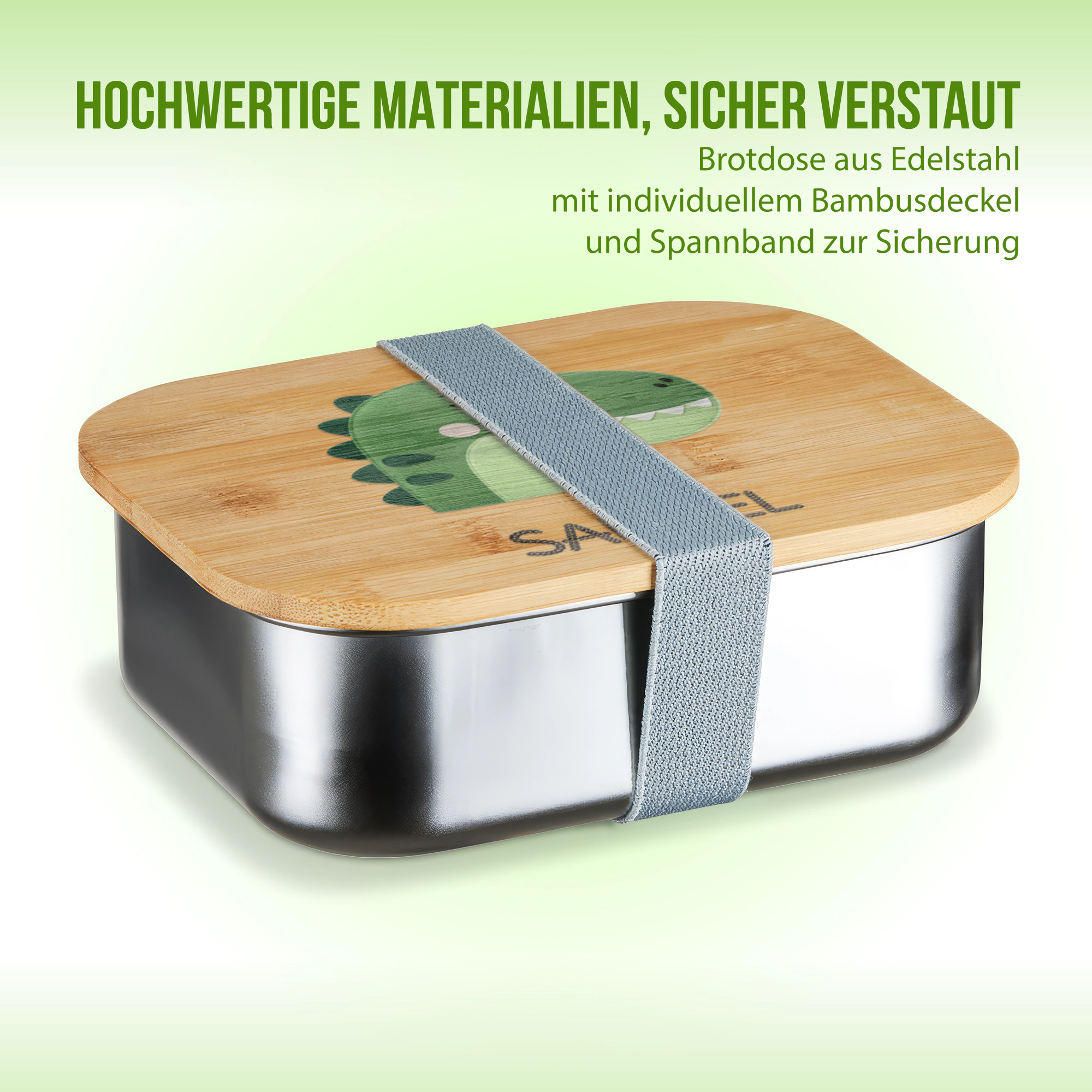 Personalisierte Brotdose mit Schlummer-Dino