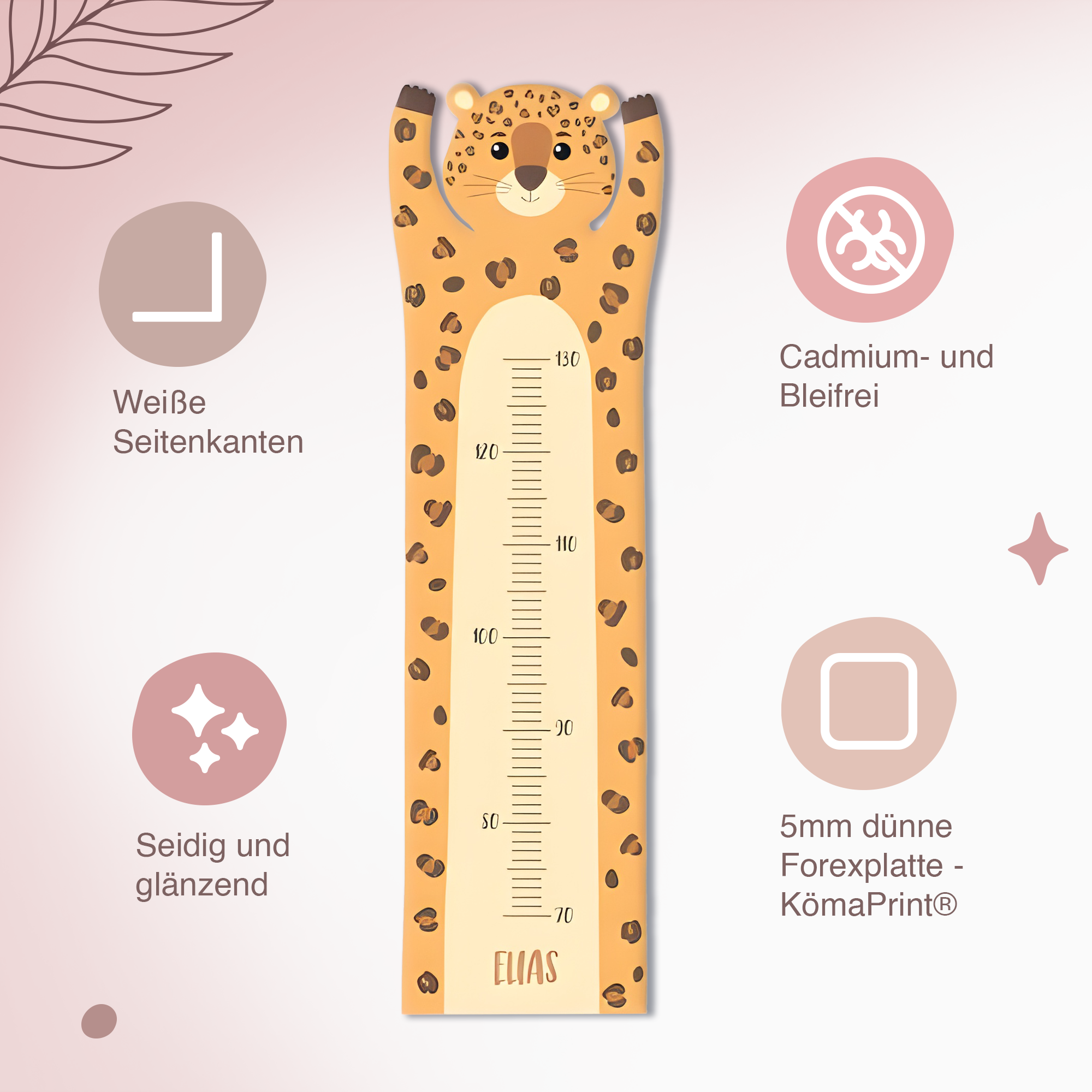 Messlatte - Leopard - Mit Namen oder Text personalisierbar