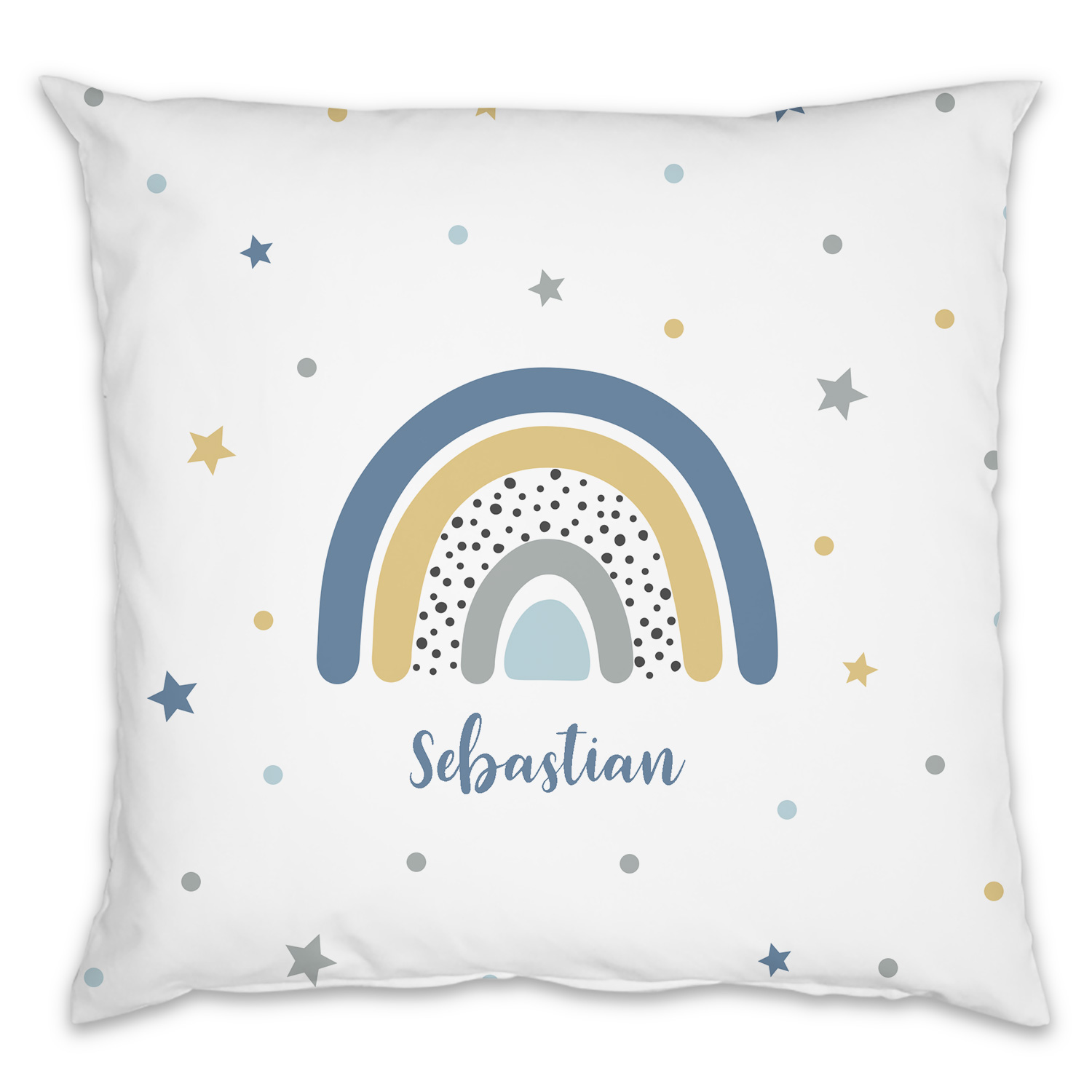Regenbogen Sternchen - Kinderkissen mit Namen