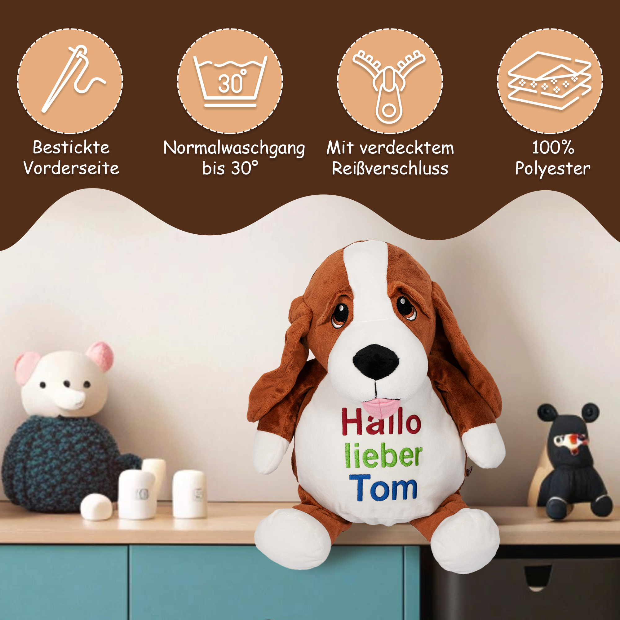 Jagdhund Dennis mit hochwertigem Stick für eure Kleinen