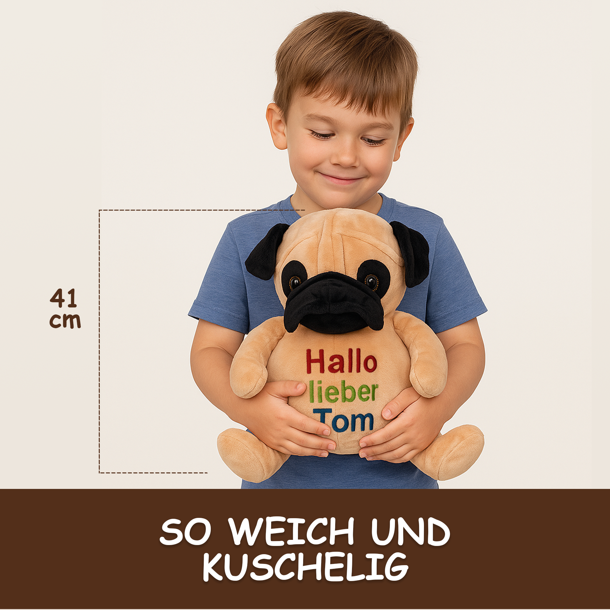 Mops Parker mit hochwertigem Stick für eure Kleinen