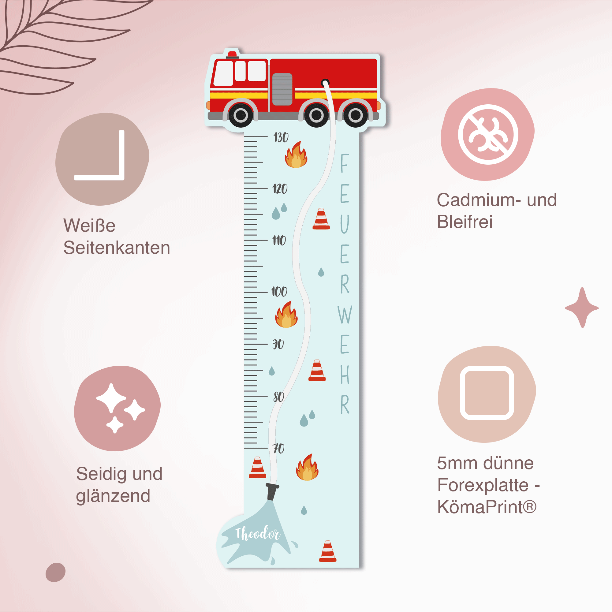 Messlatte - Feuerwehr - Mit Namen oder Text personalisierbar