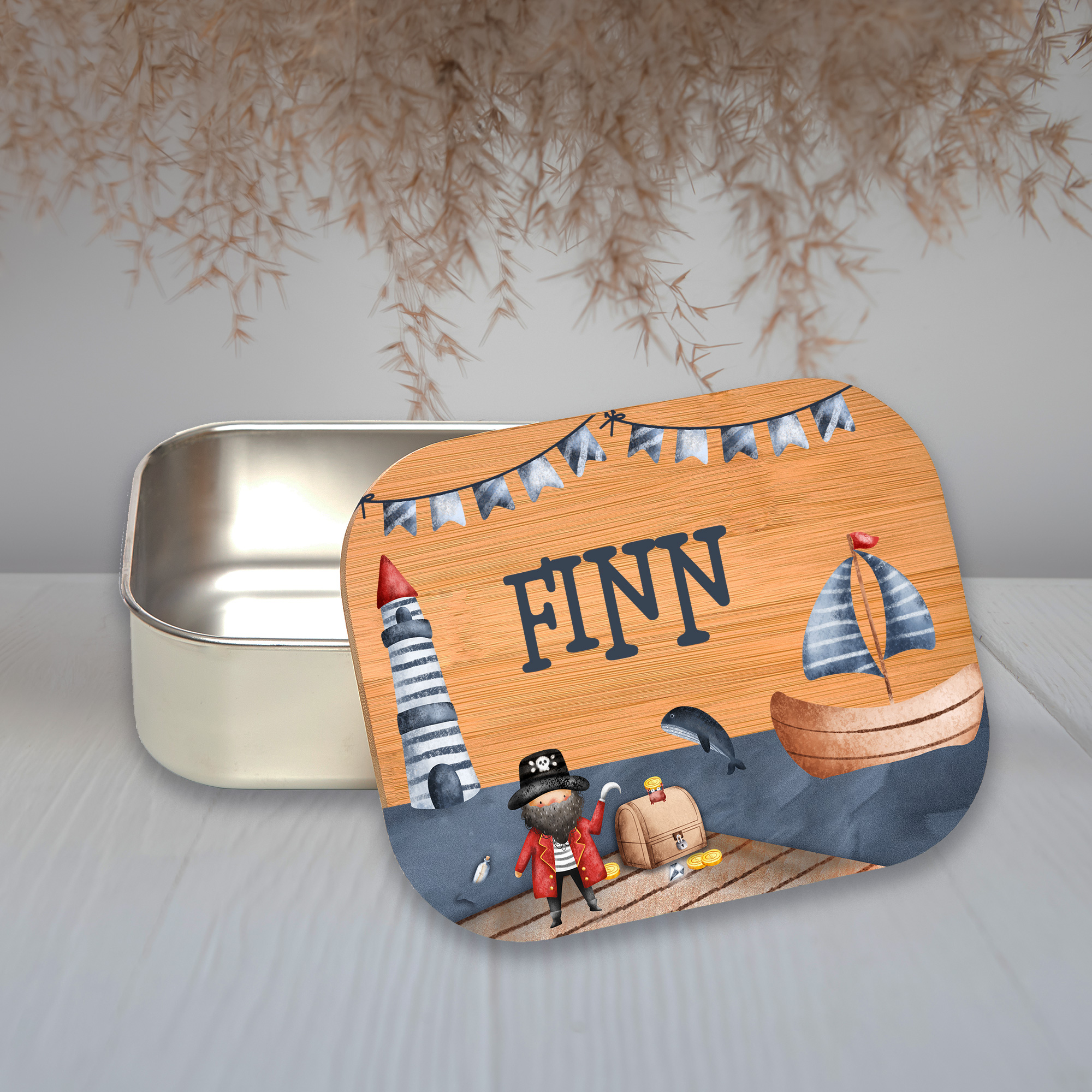 Brotdose Piratenschiff personalisiert mit Namen 