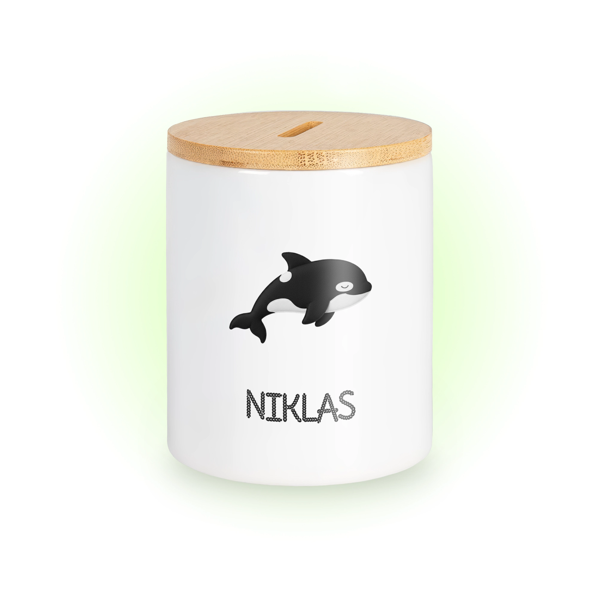 Schlummer-Spardose im Design Orca - Personalisierbar