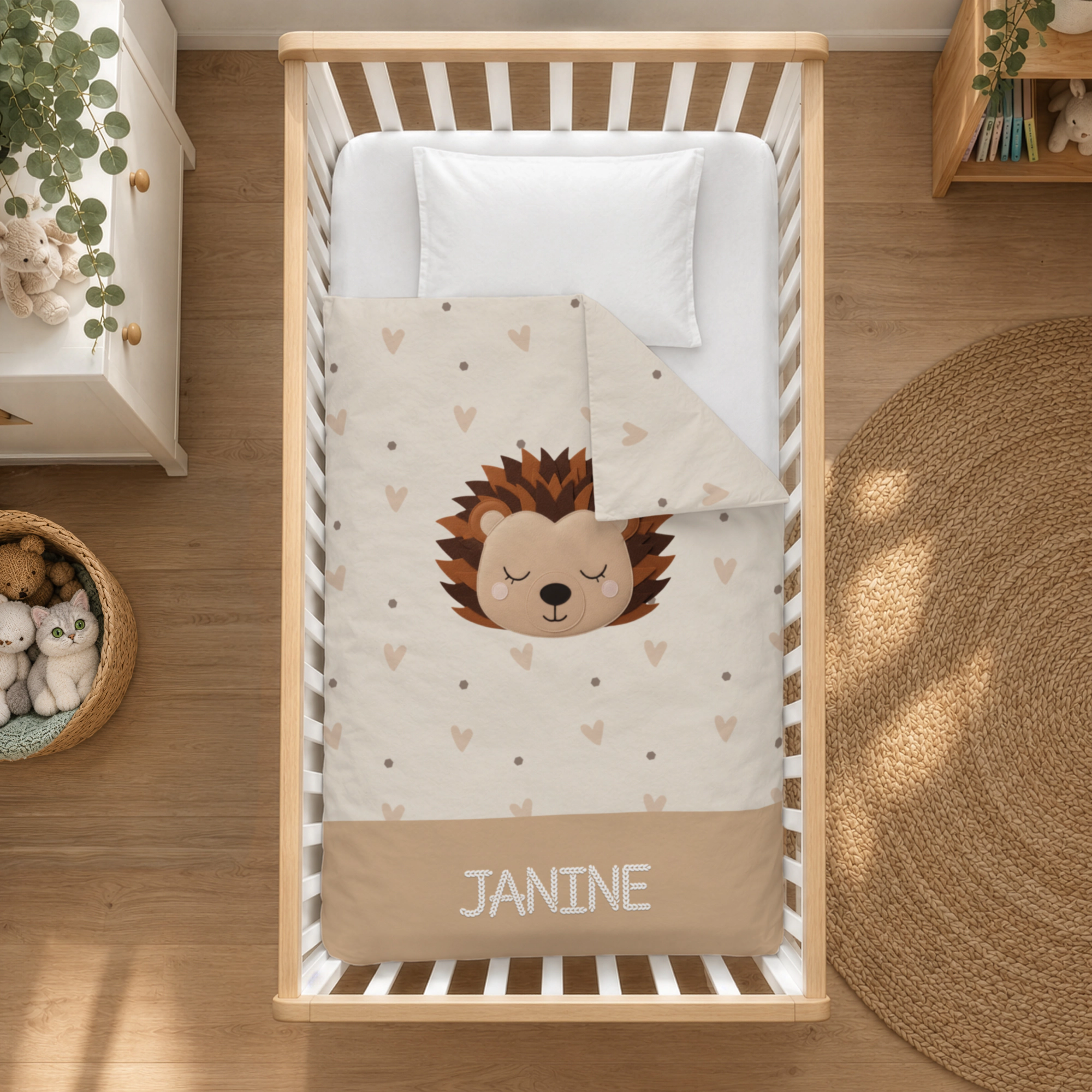 Schlummer Bettwäsche mit Namen | 100x135 cm | Kuschelweiche Bettwäsche mit süßen Tiermotiven | OEKO-TEX® | Handgefertigt in Deutschland