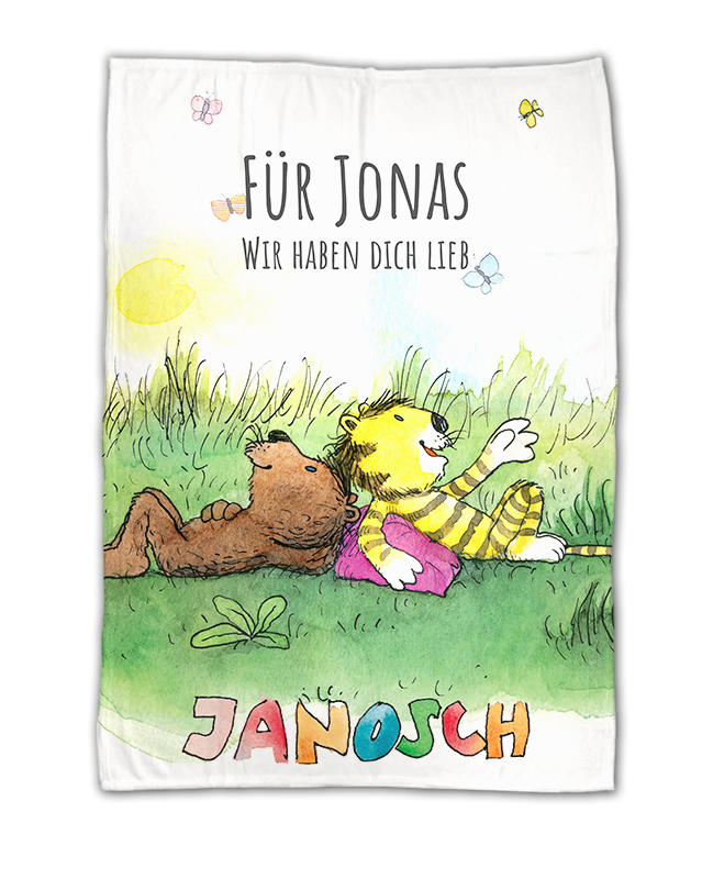 Janosch - Wiese und Schmetterlinge - Kuscheldecke in 3 Größen verfügbar