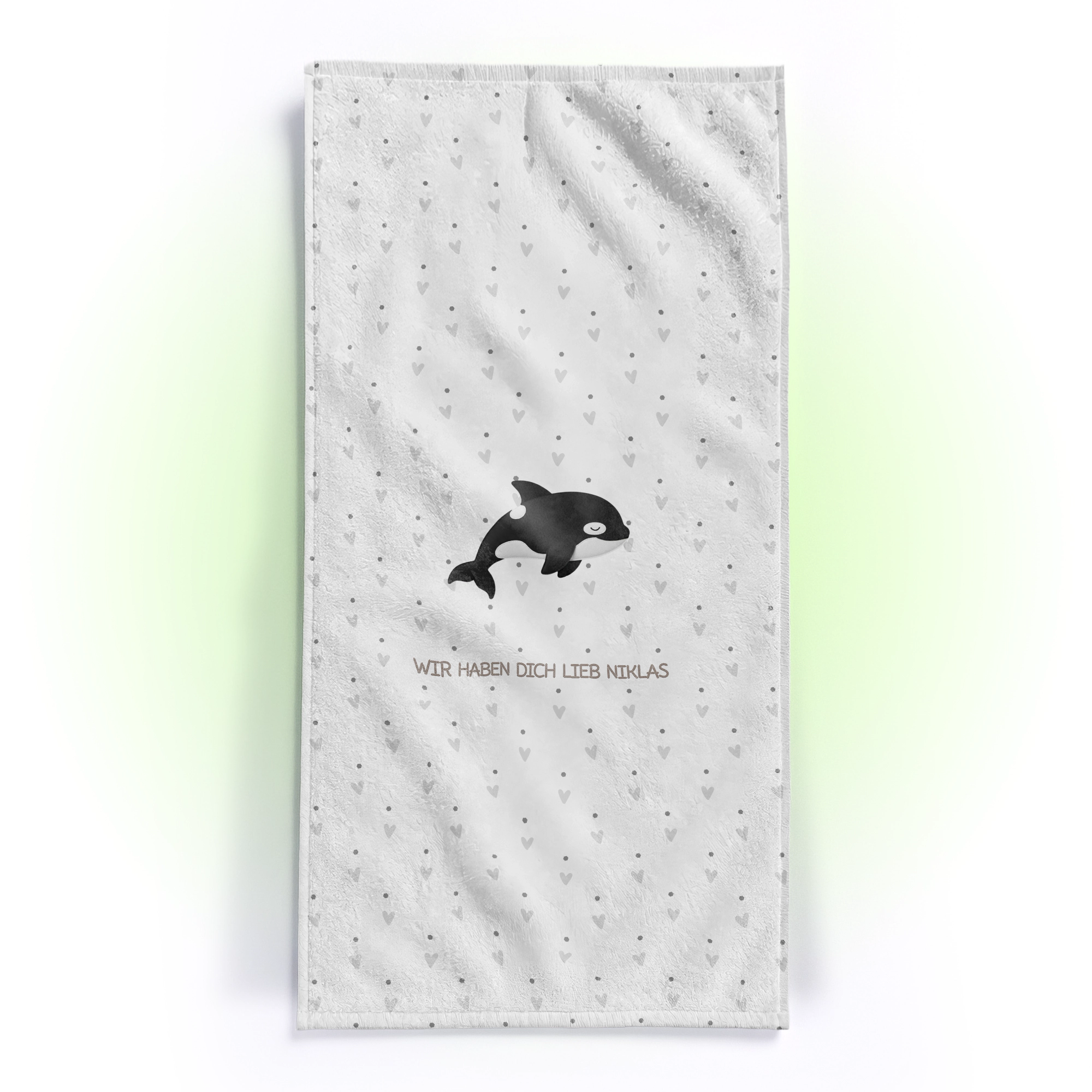 Personalisiertes Handtuch mit Schlummer-Orca