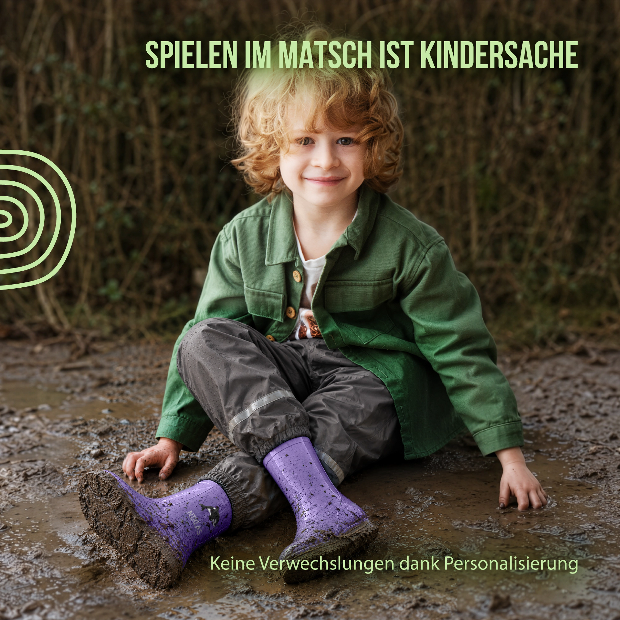Personalisierte Gummistiefel mit Schlummer-Orca
