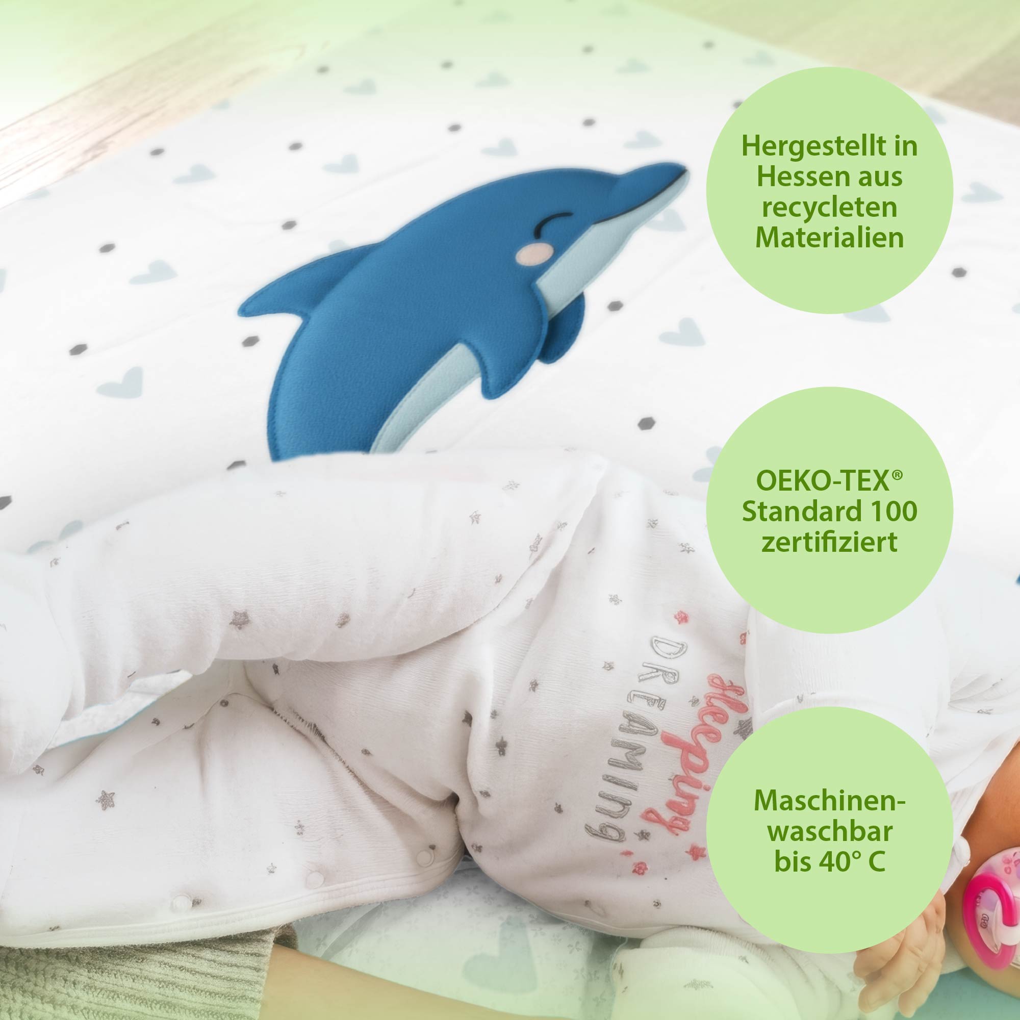 Kuscheldecke - Schlummer-Delfin - Mit Namen personalisierbar