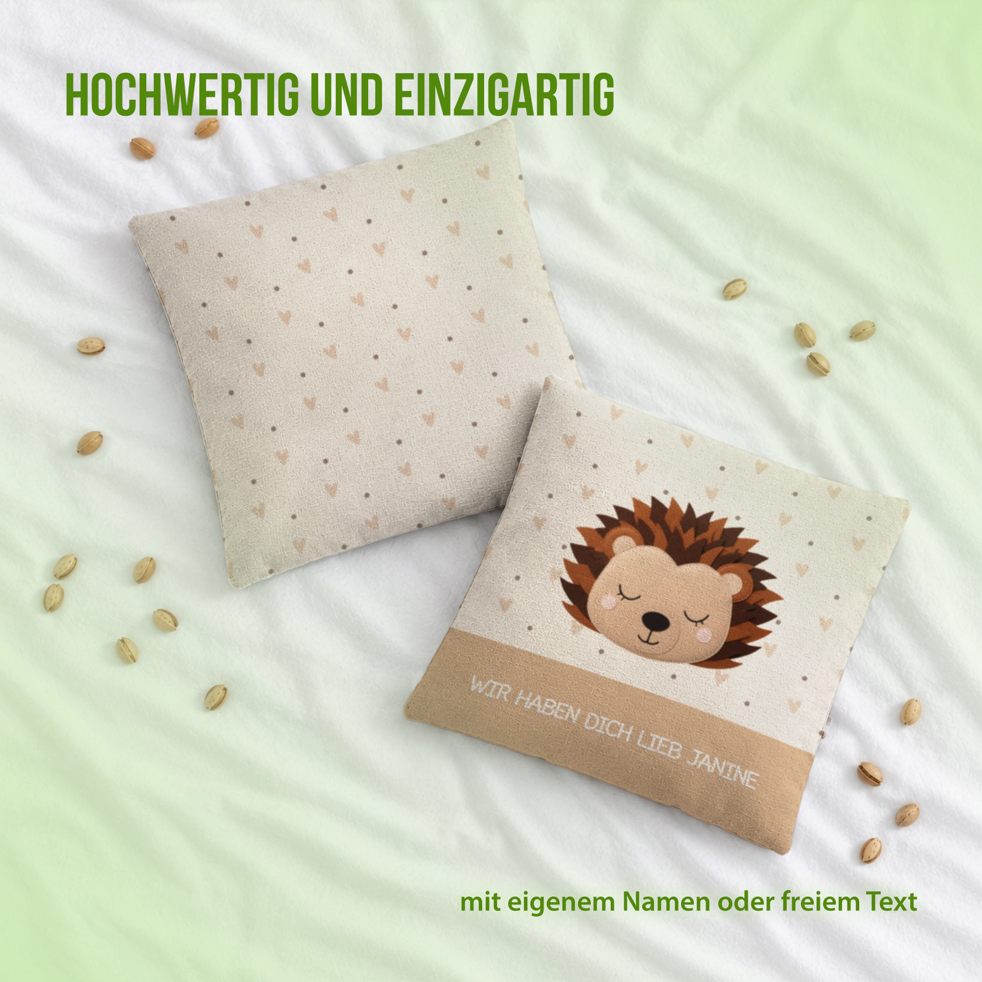 Personalisiertes Kirschkernkissen mit Schlummer-Igel
