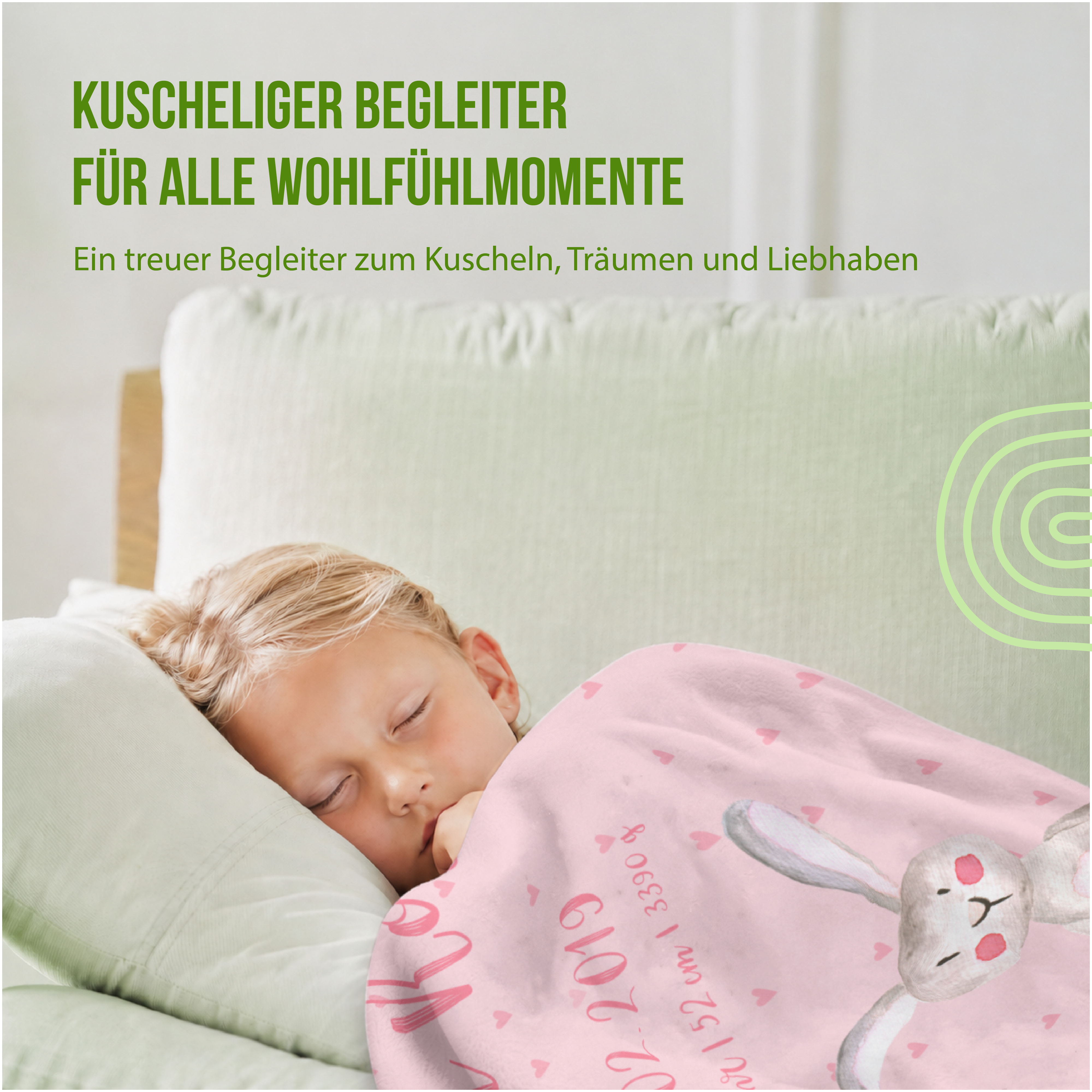 Kuscheldecke - Hase in Rosa - Mit Namen oder Text personalisierbar