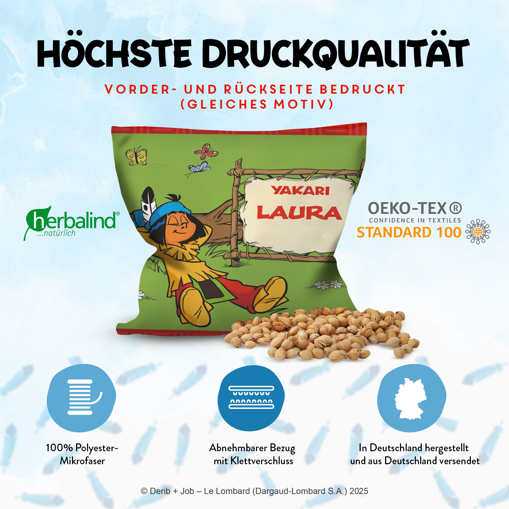 Yakari Kirschkernkissen 19 x 19 cm Design Yakari in der Natur