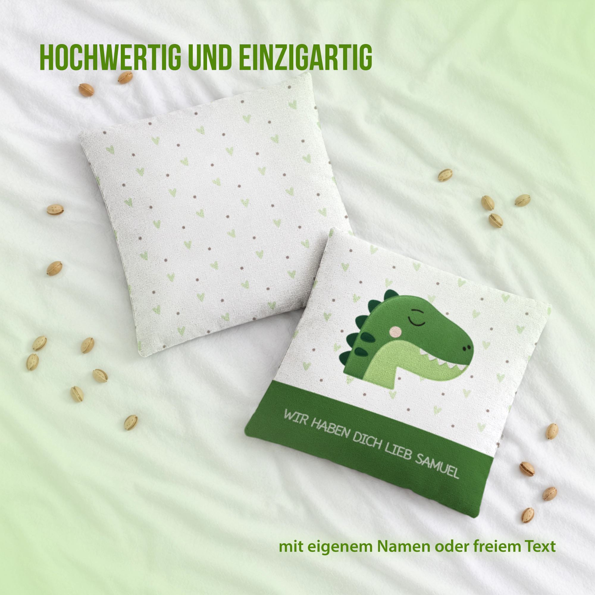 Personalisiertes Kirschkernkissen mit Schlummer-Dino