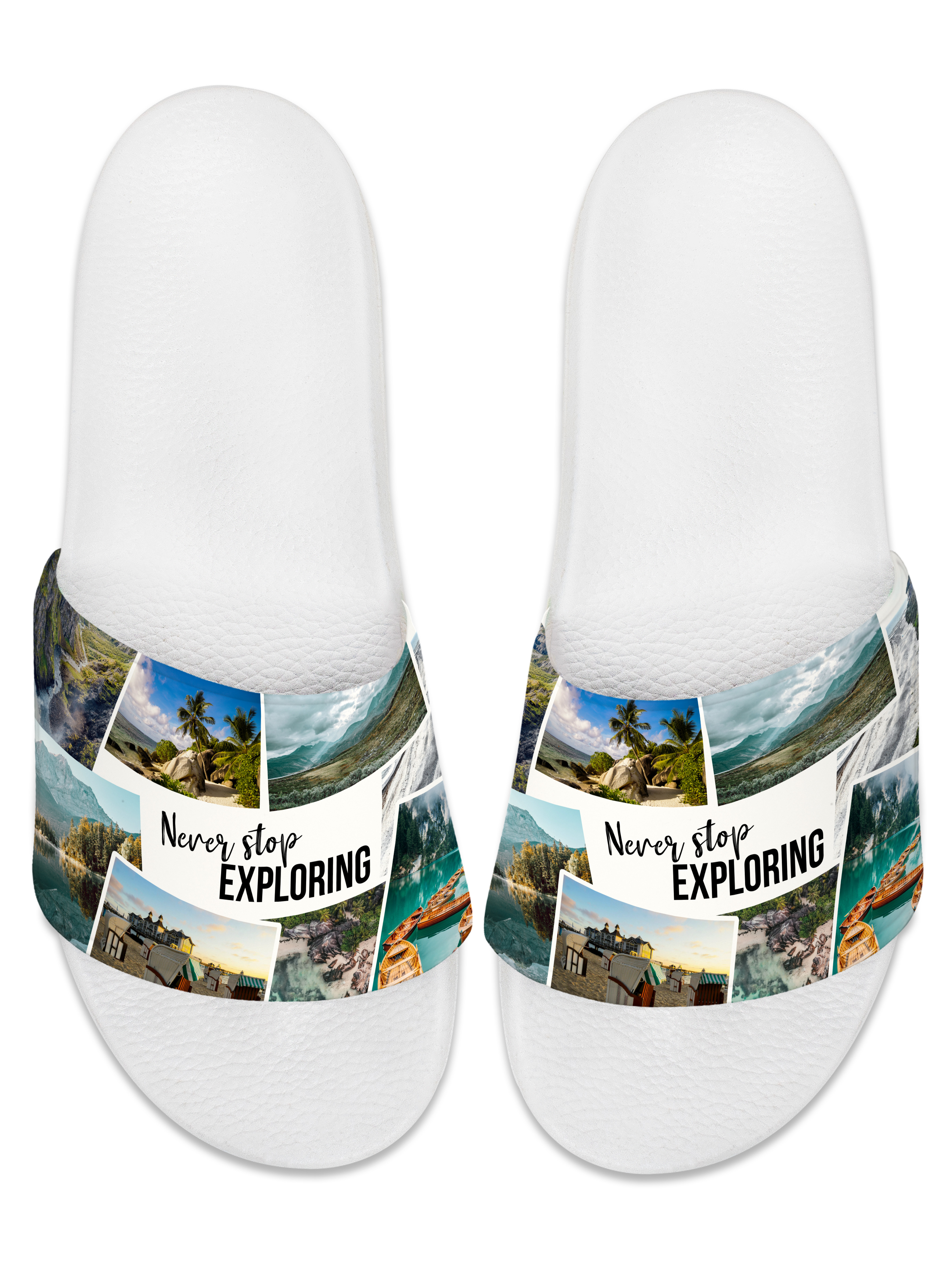 Badelatschen (weiß) Schuhgröße 45, selbst gestalten