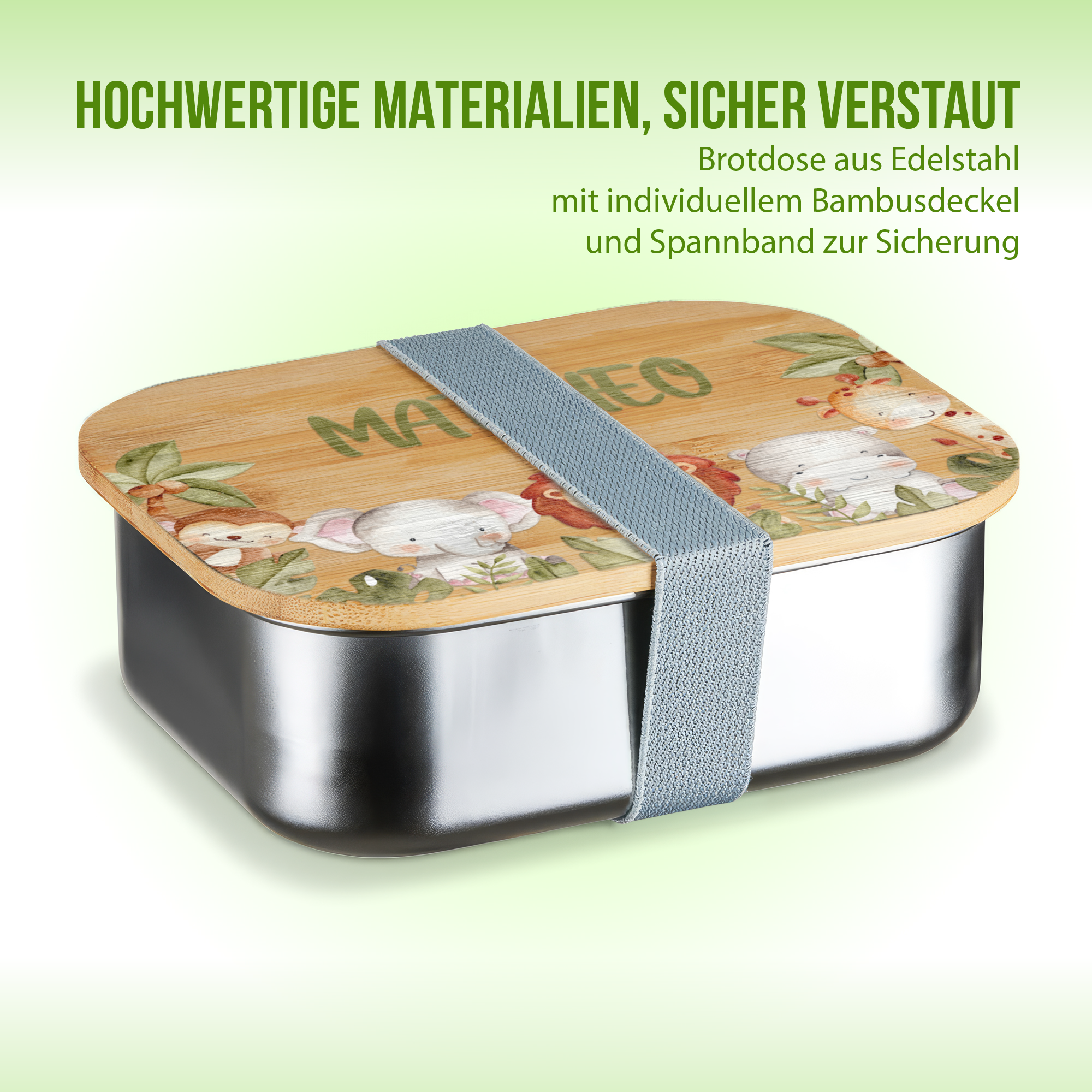 Brotdose - Dschungel - Mit Namen personalisierbar
