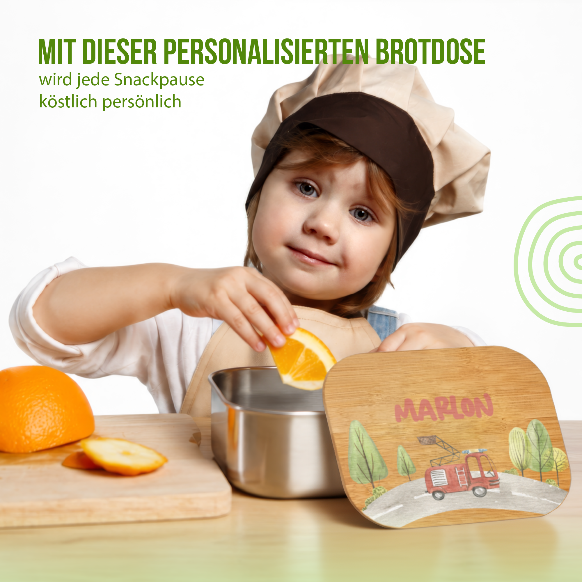 Brotdose personalisiert mit Namen - Feuerwehr | Spannband