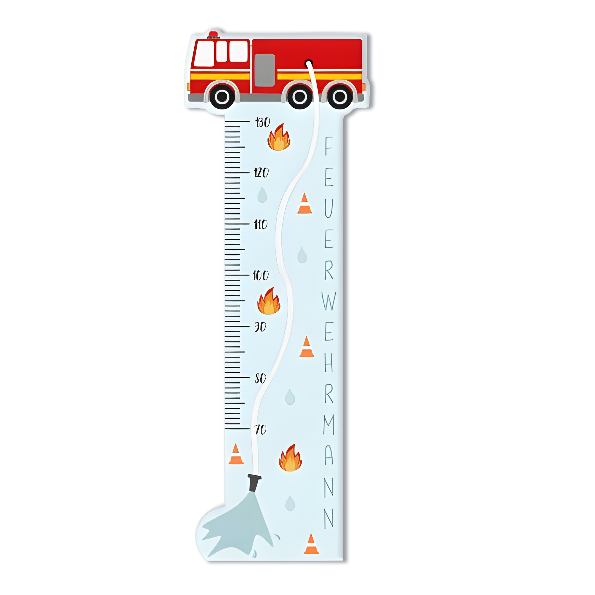 Messlatte für Kinder personalisiert mit Namen und eigenen Texten - Design Feuerwehr