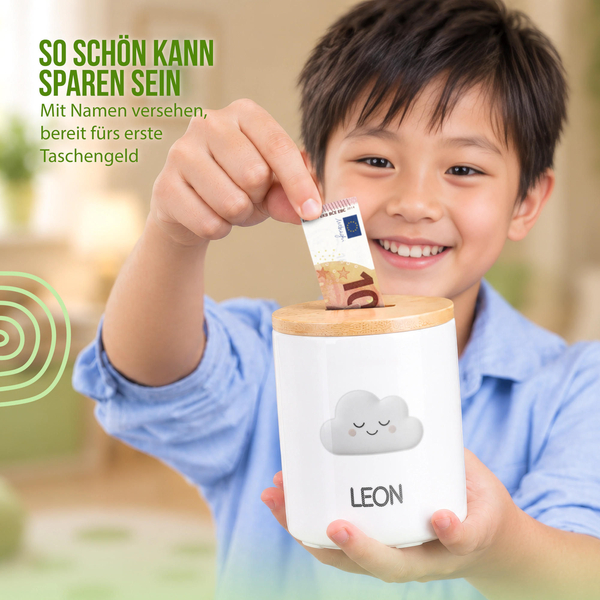 Schlummer-Spardose im Design Wolke - Personalisierbar