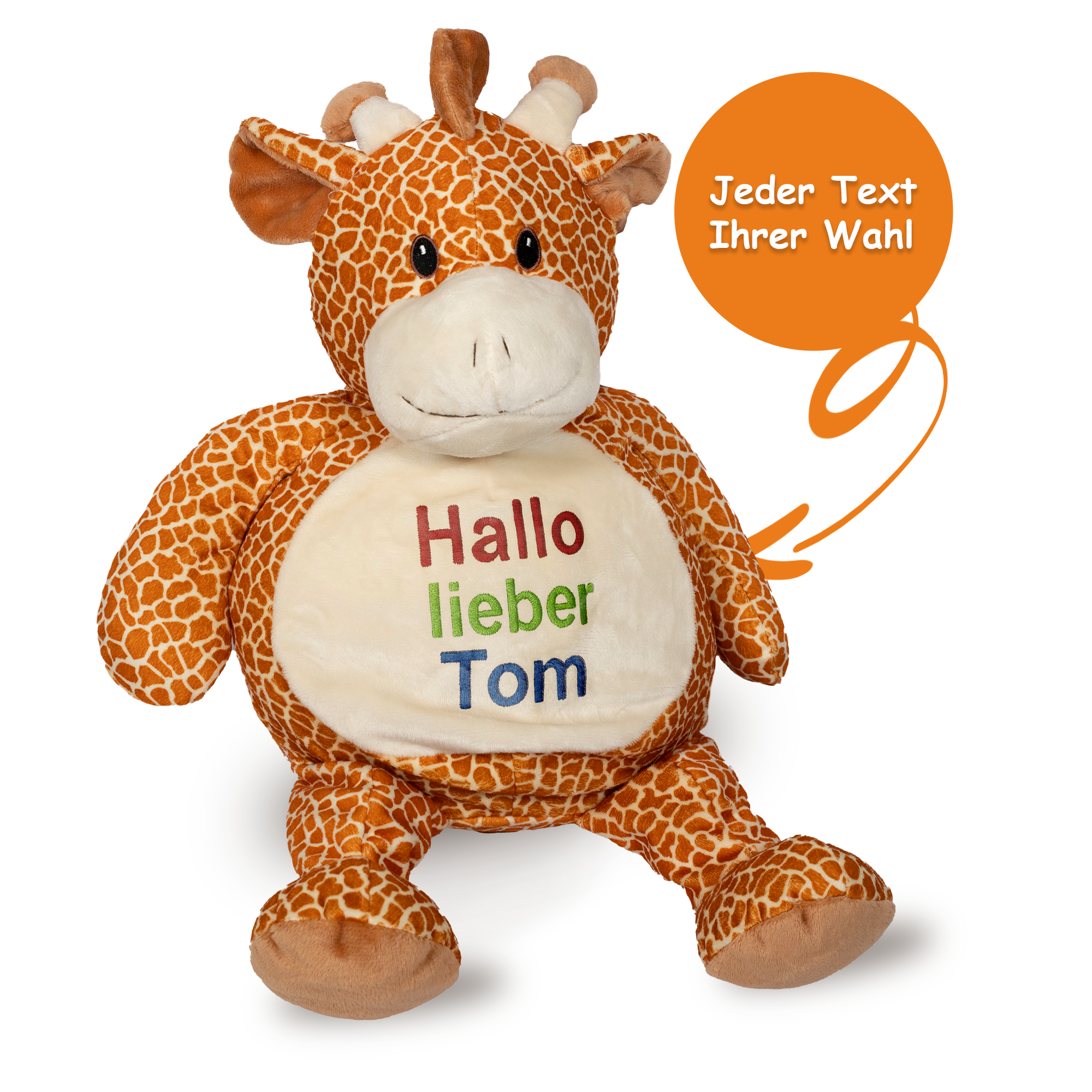 Kuscheltier - Giraffe - Hochwertig bestickt mit personalisiertem Text