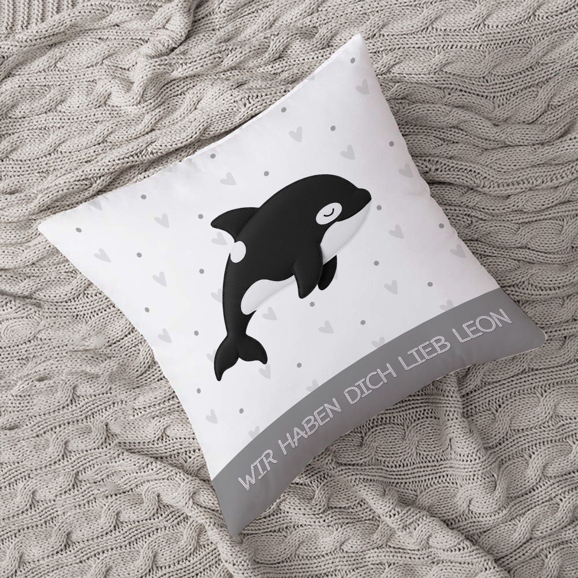 Kissen 50x50 cm inklusive Innenkissen mit Namen oder Text personalisierbar