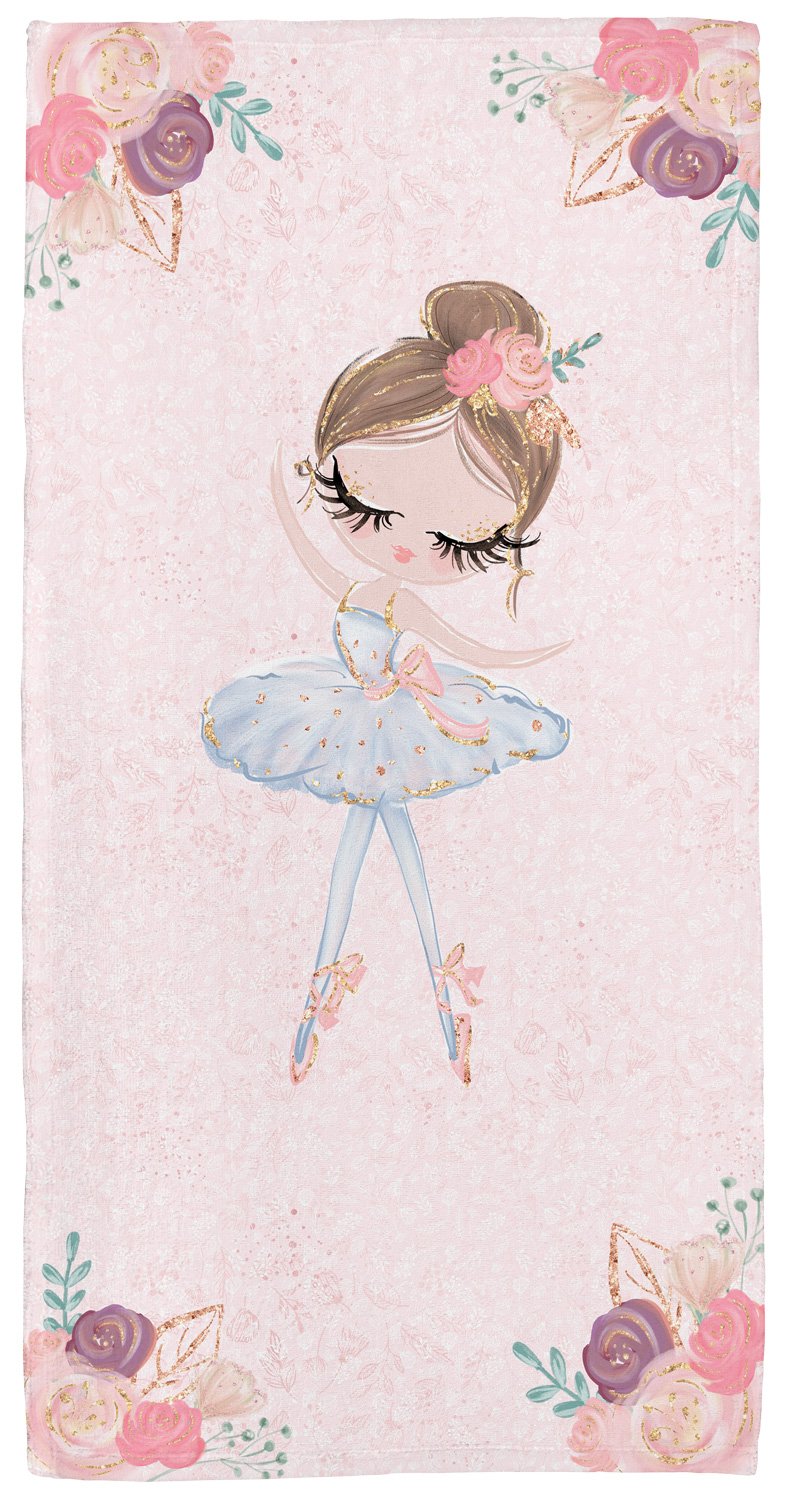 Handtuch mit Namen personalisierbar mit dem Design Ballerina 1 in drei Größen