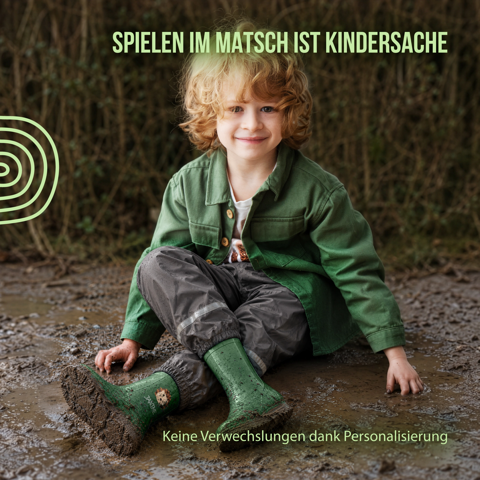 Personalisierte Gummistiefel mit Schlummer-Igel