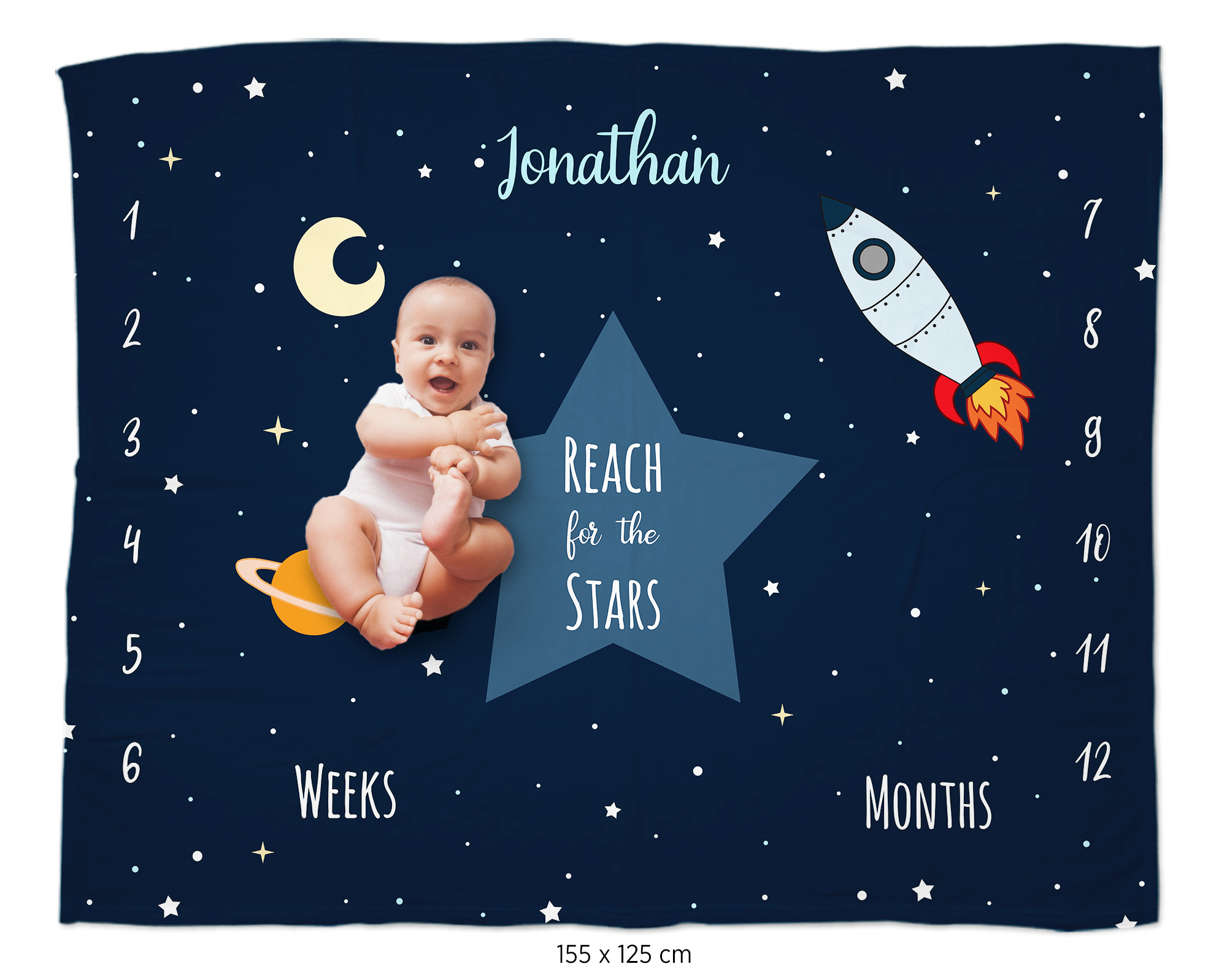 Reach for the stars - Babydecke mit Namen