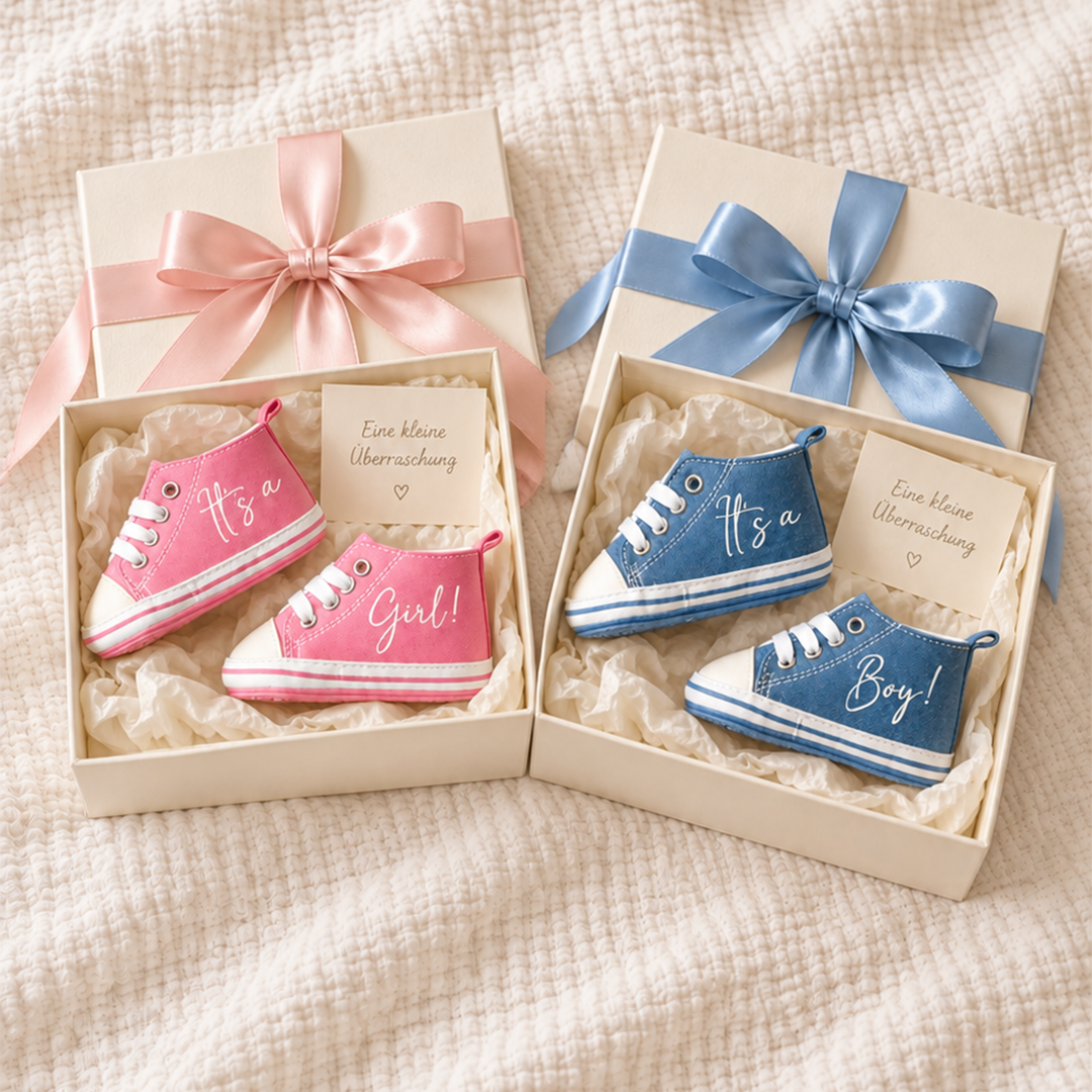 Baby Canvas Sneaker - Gender Reveal - Mit Namen personalisierbar