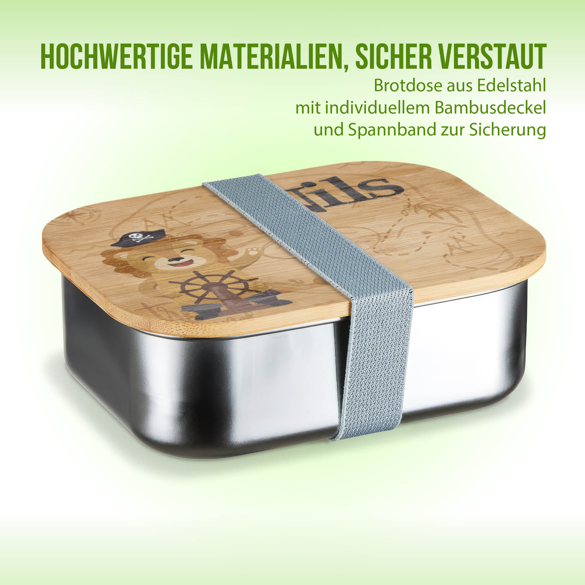 Brotdose - Piratenlöwe - Mit Namen personalisierbar