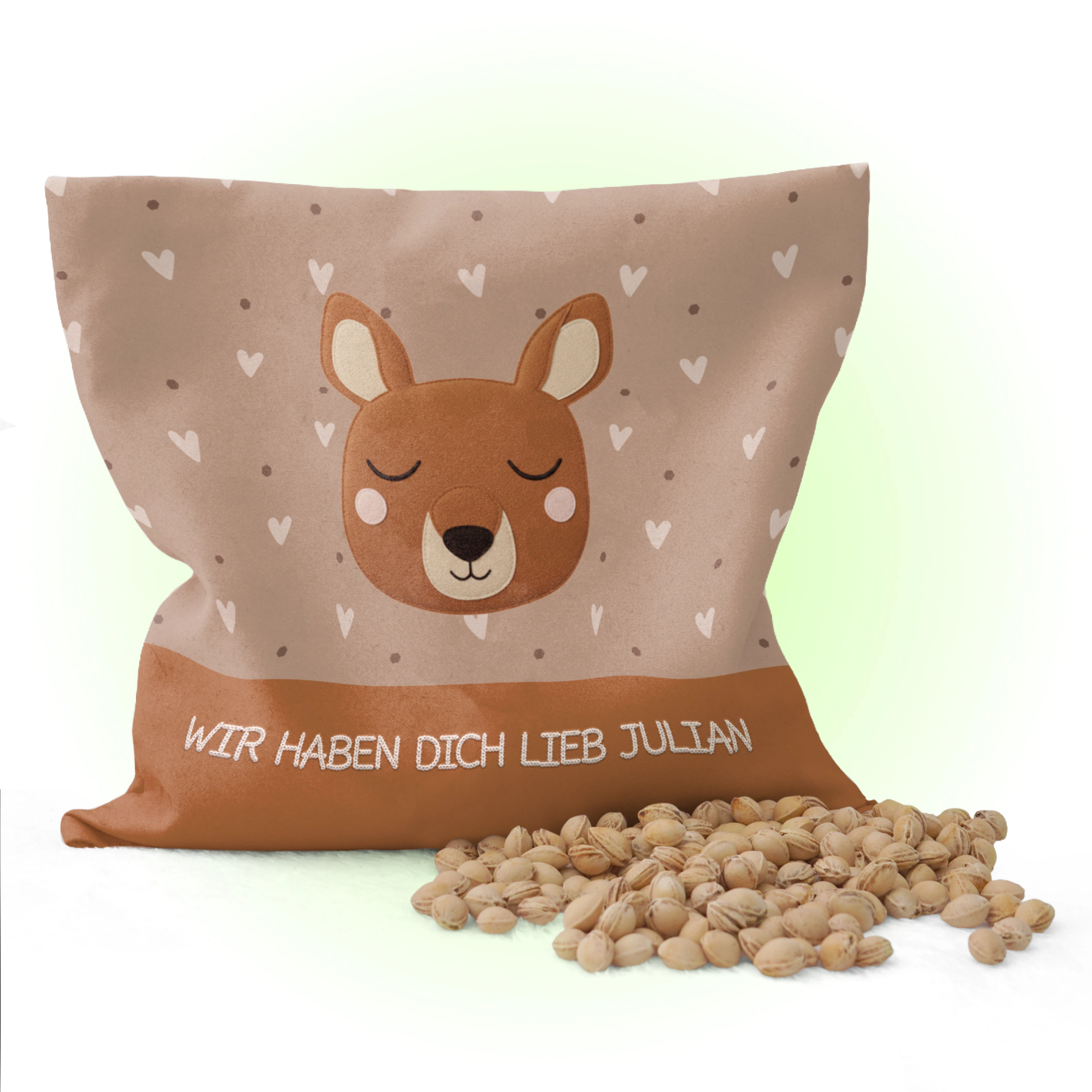 Personalisiertes Kirschkernkissen mit Schlummer-Känguru