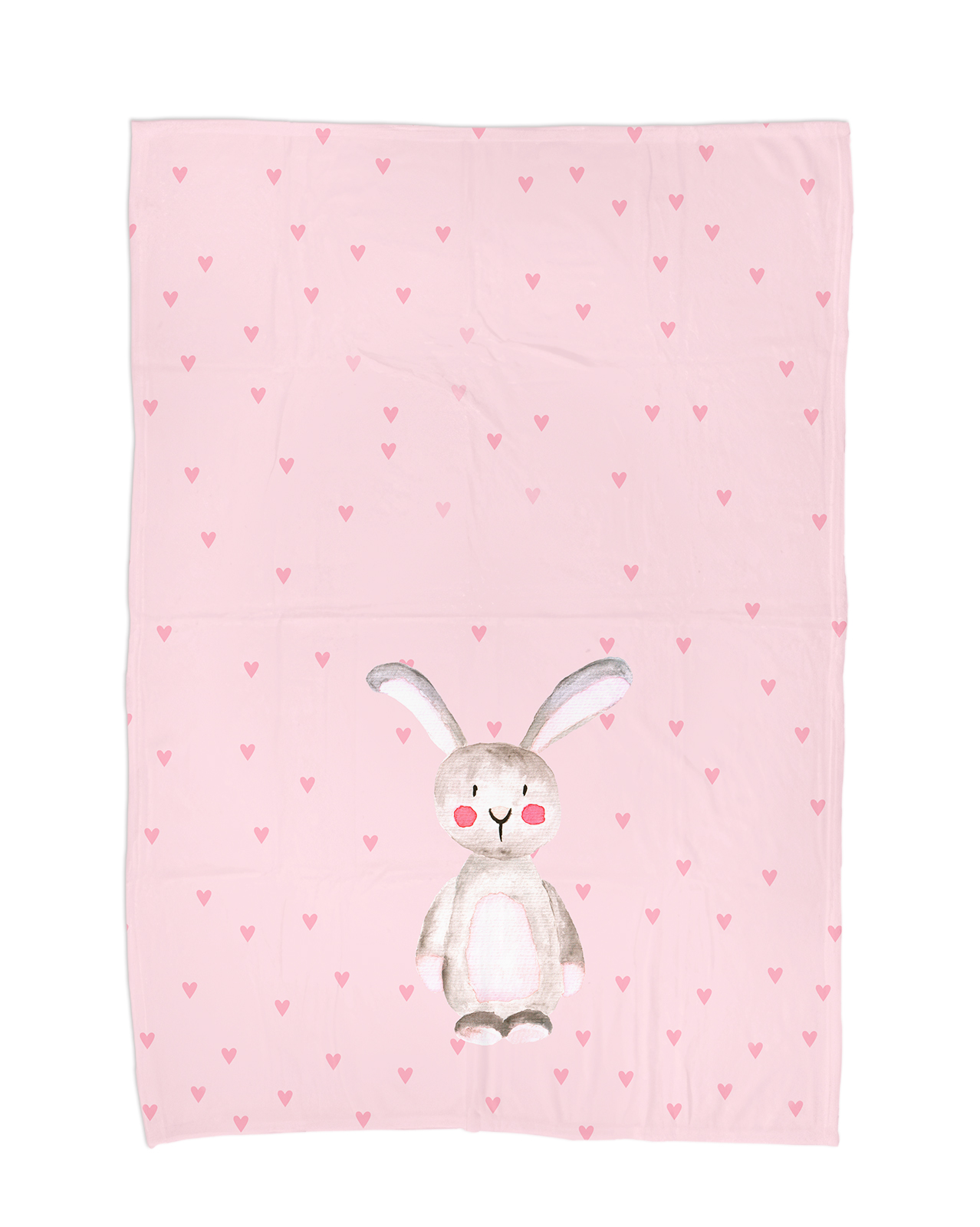 Kuscheldecke - Hase in Rosa - Mit Namen oder Text personalisierbar