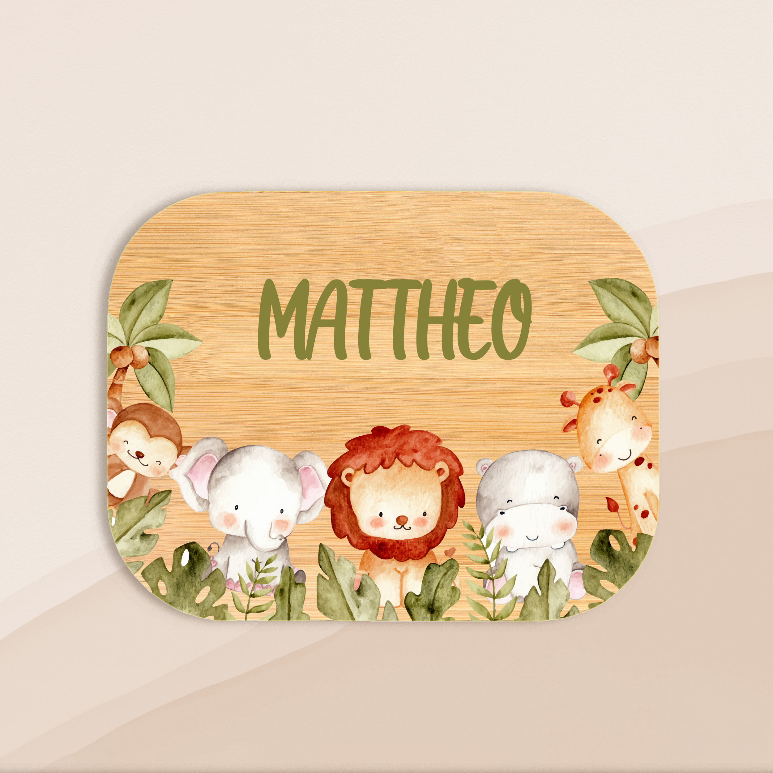 Brotdose personalisiert mit Namen - Dschungel